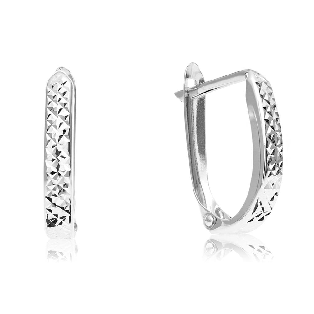 14K Gold Oval Diamond Cut Huggie Hoop Earrings