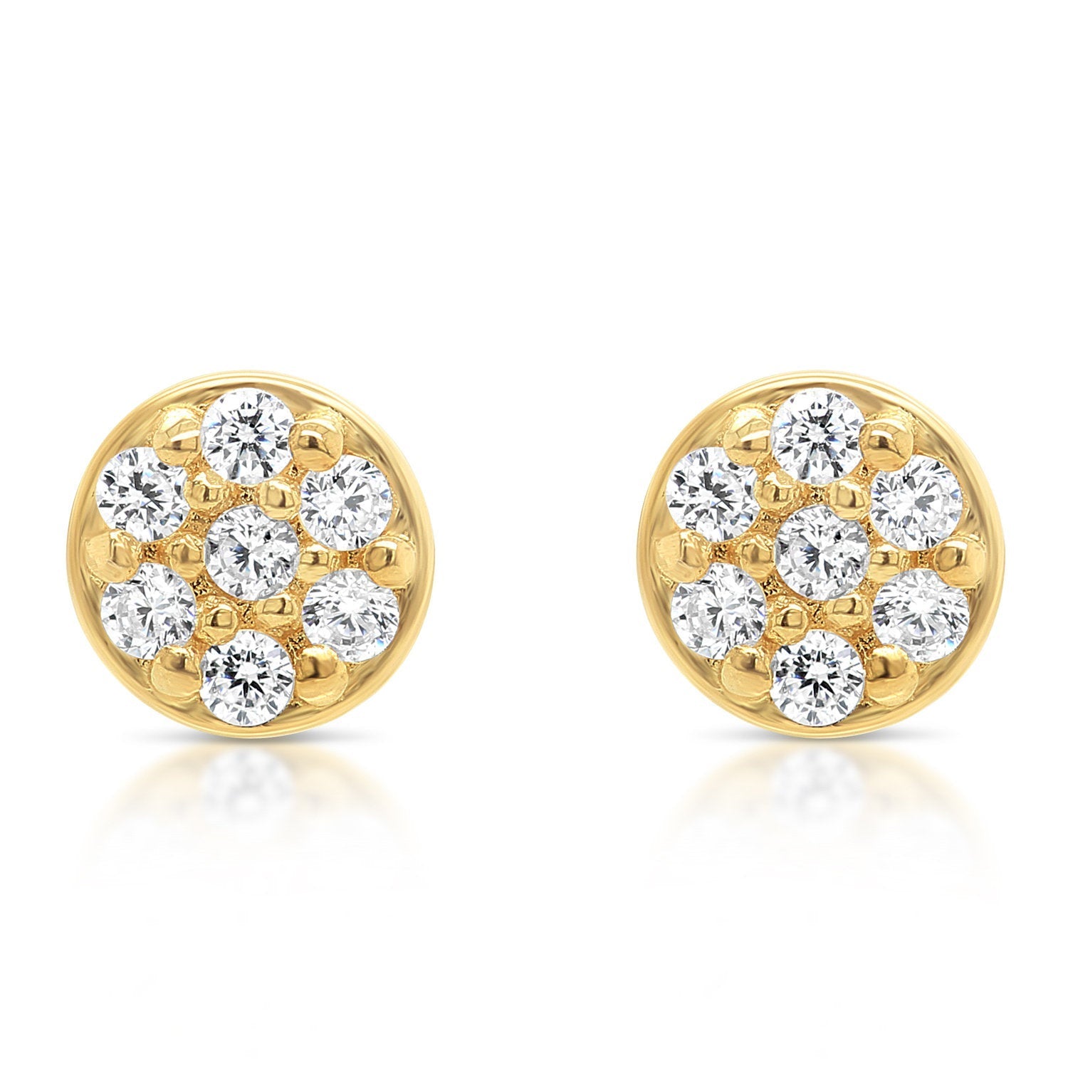 14k Gold Round Stud Earrings with Screw Backings