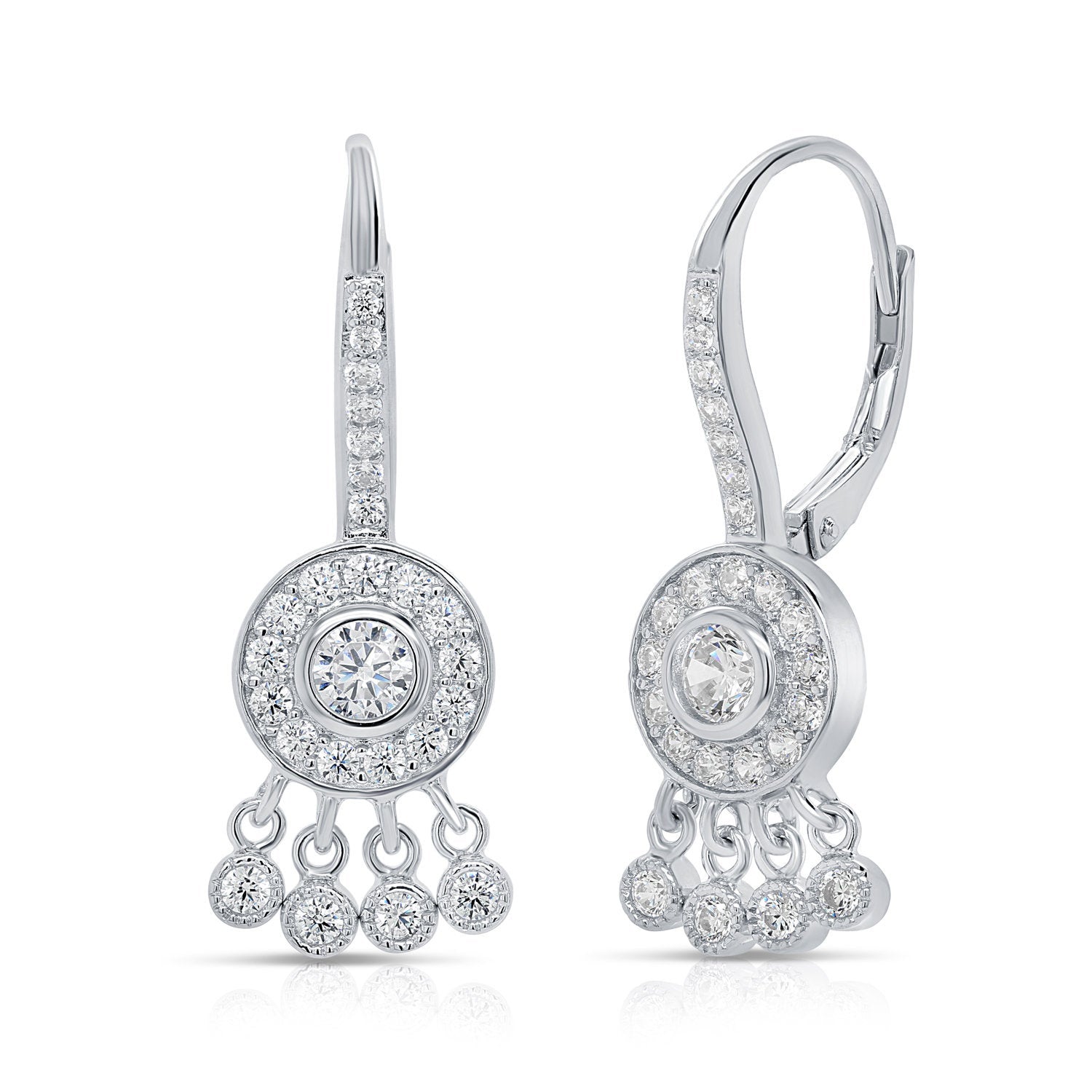 CZ Trendy Dangle Earrings in Sterling Silver