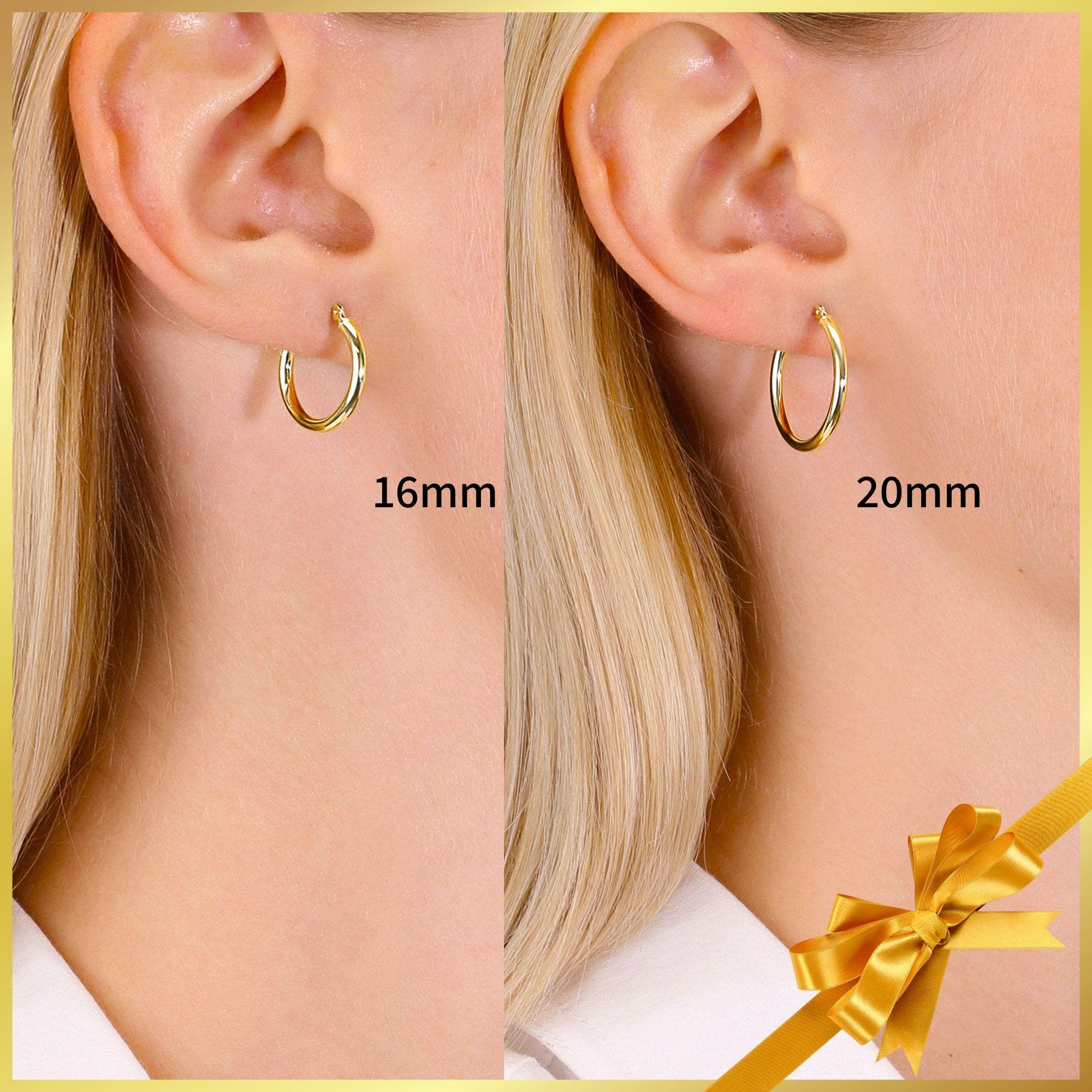 14k Yellow Gold Classic Hoop Earrings. 2mm