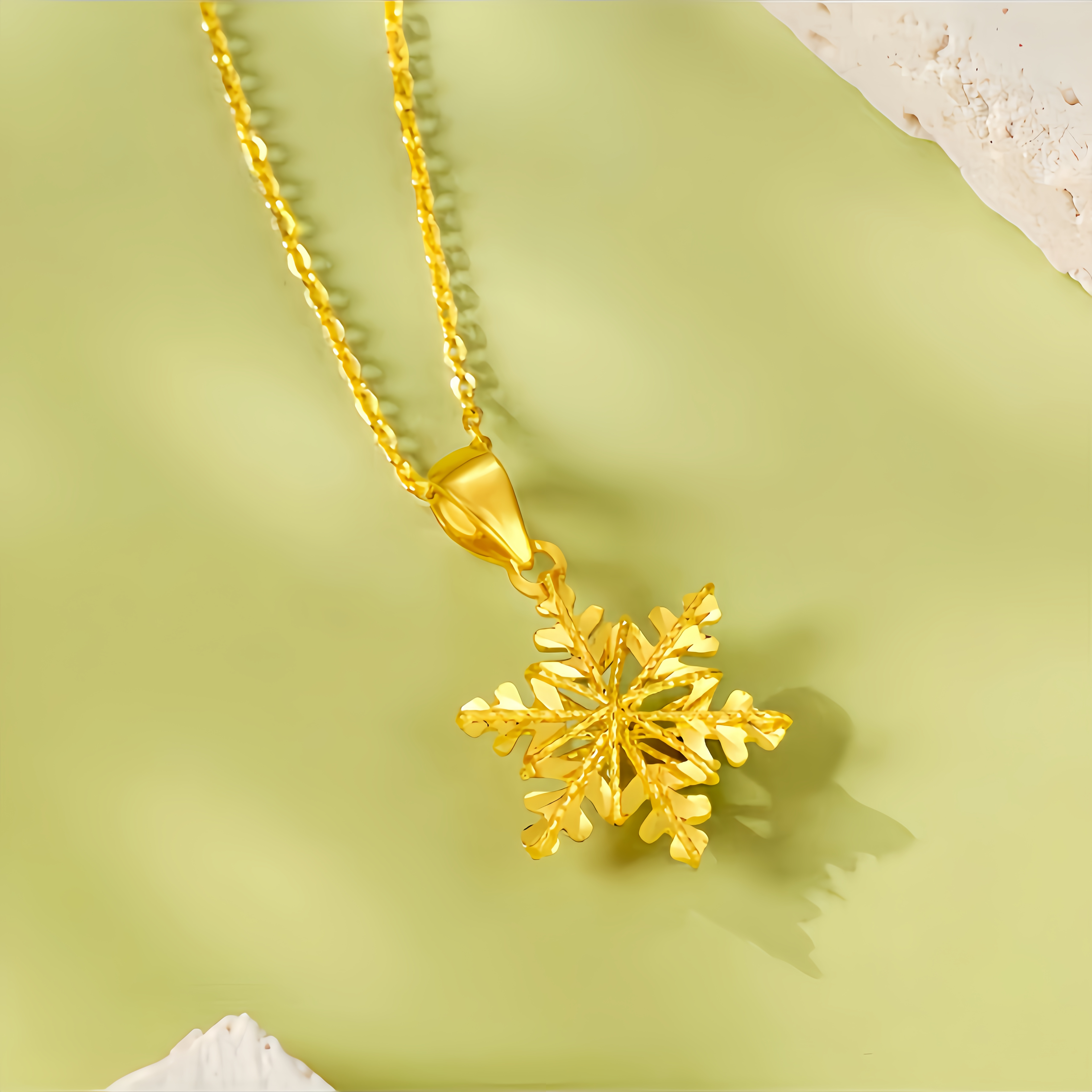 14K Gold Winter Glow Snowflake Necklace