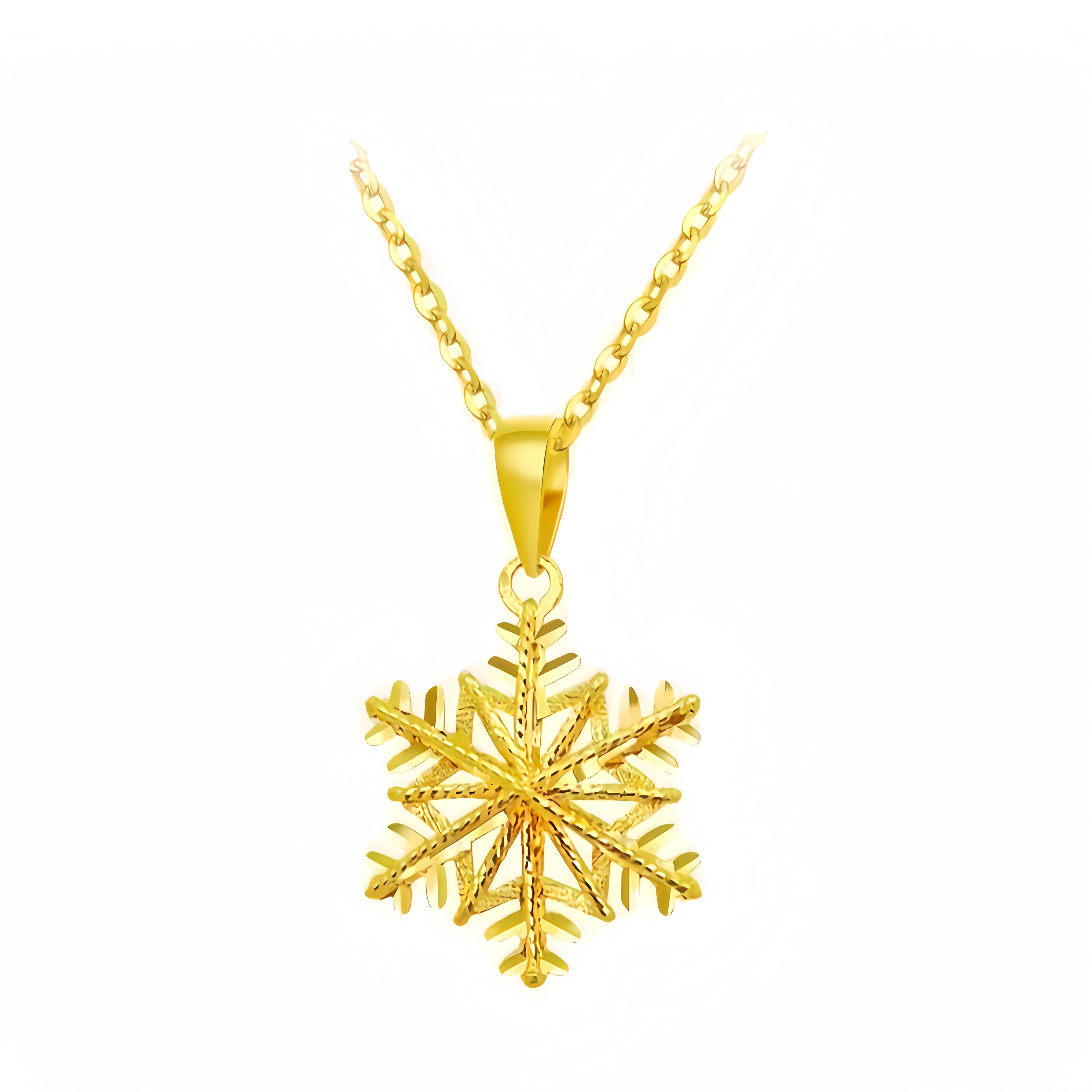 14K Gold Winter Glow Snowflake Necklace