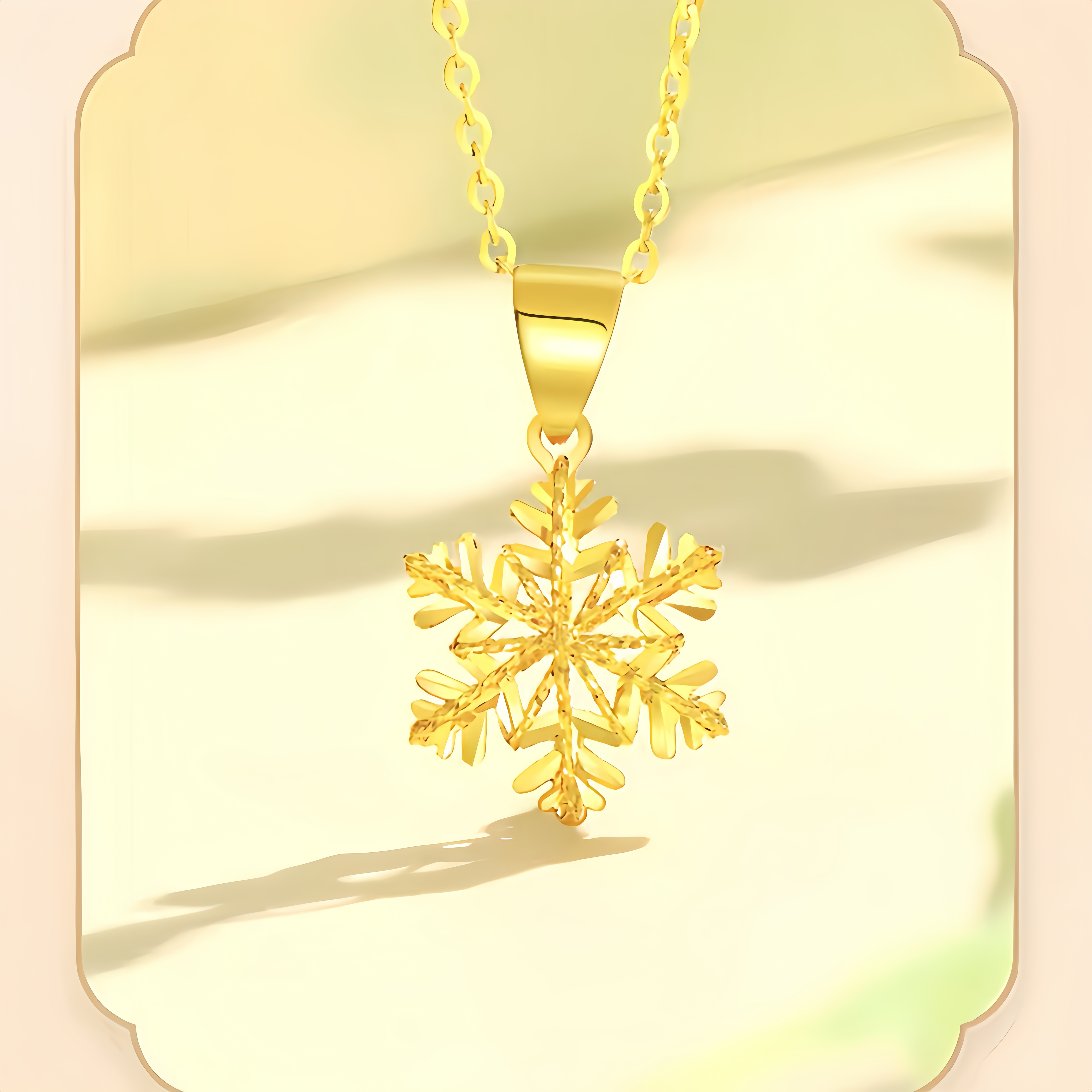 14K Gold Winter Glow Snowflake Necklace