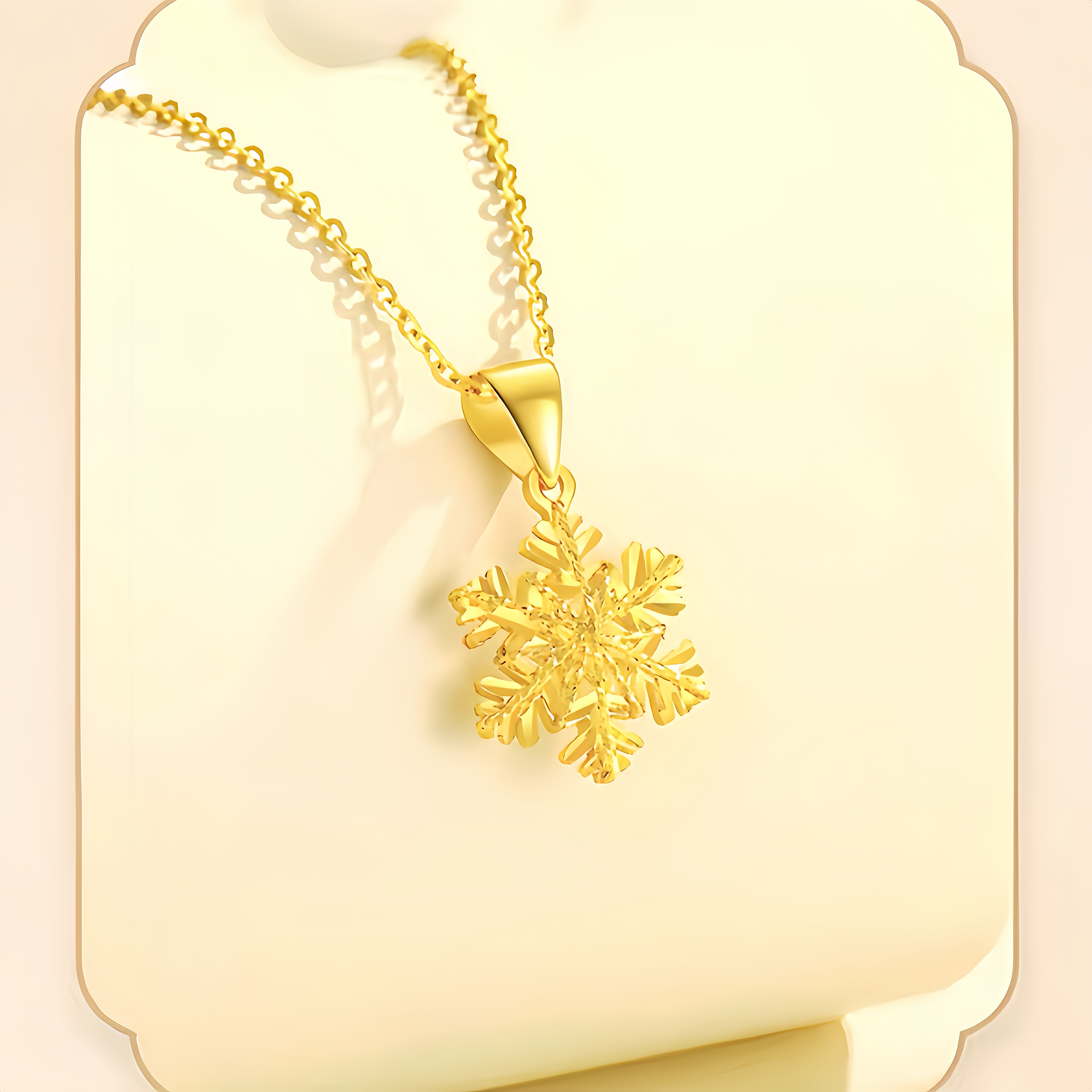 14K Gold Winter Glow Snowflake Necklace