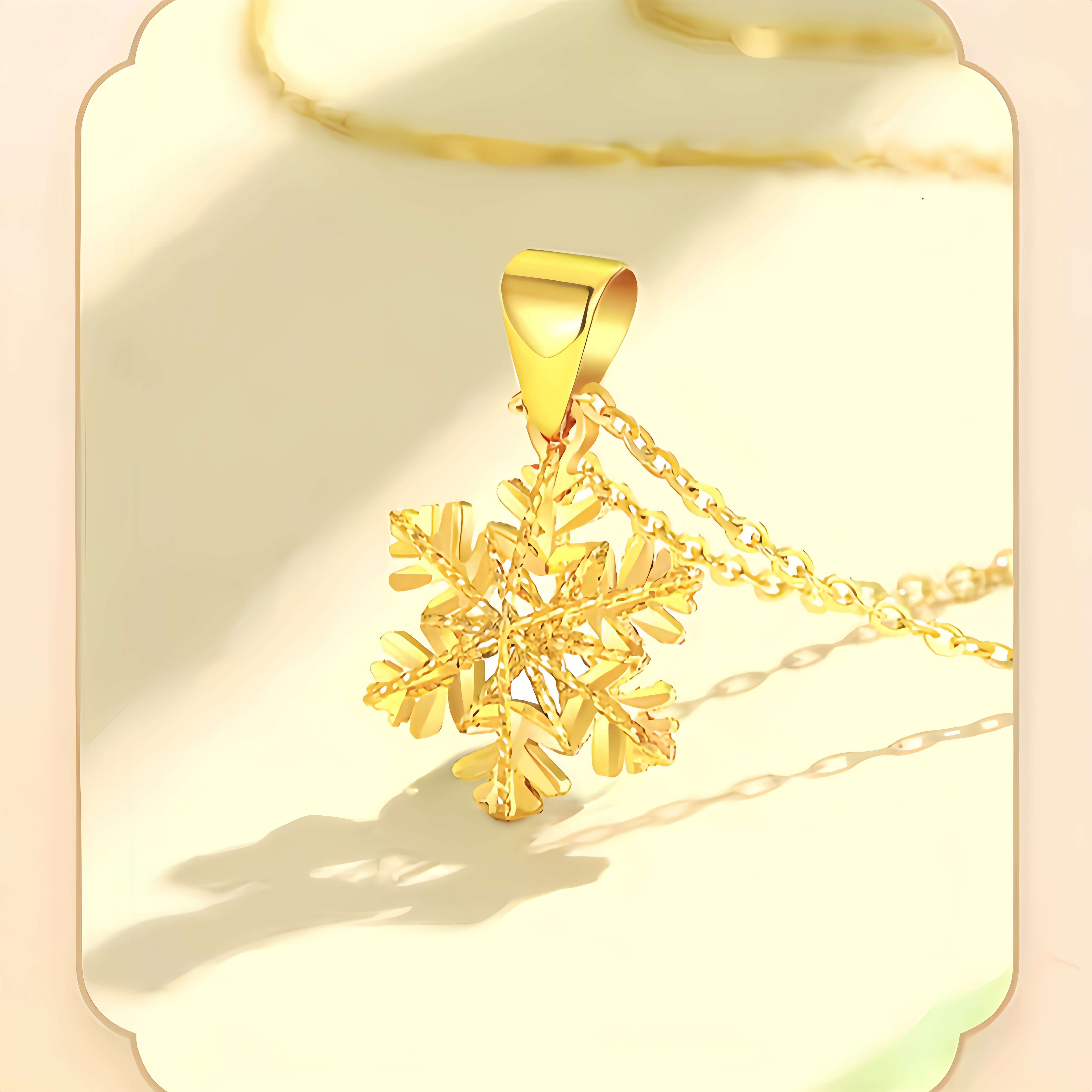 14K Gold Winter Glow Snowflake Necklace