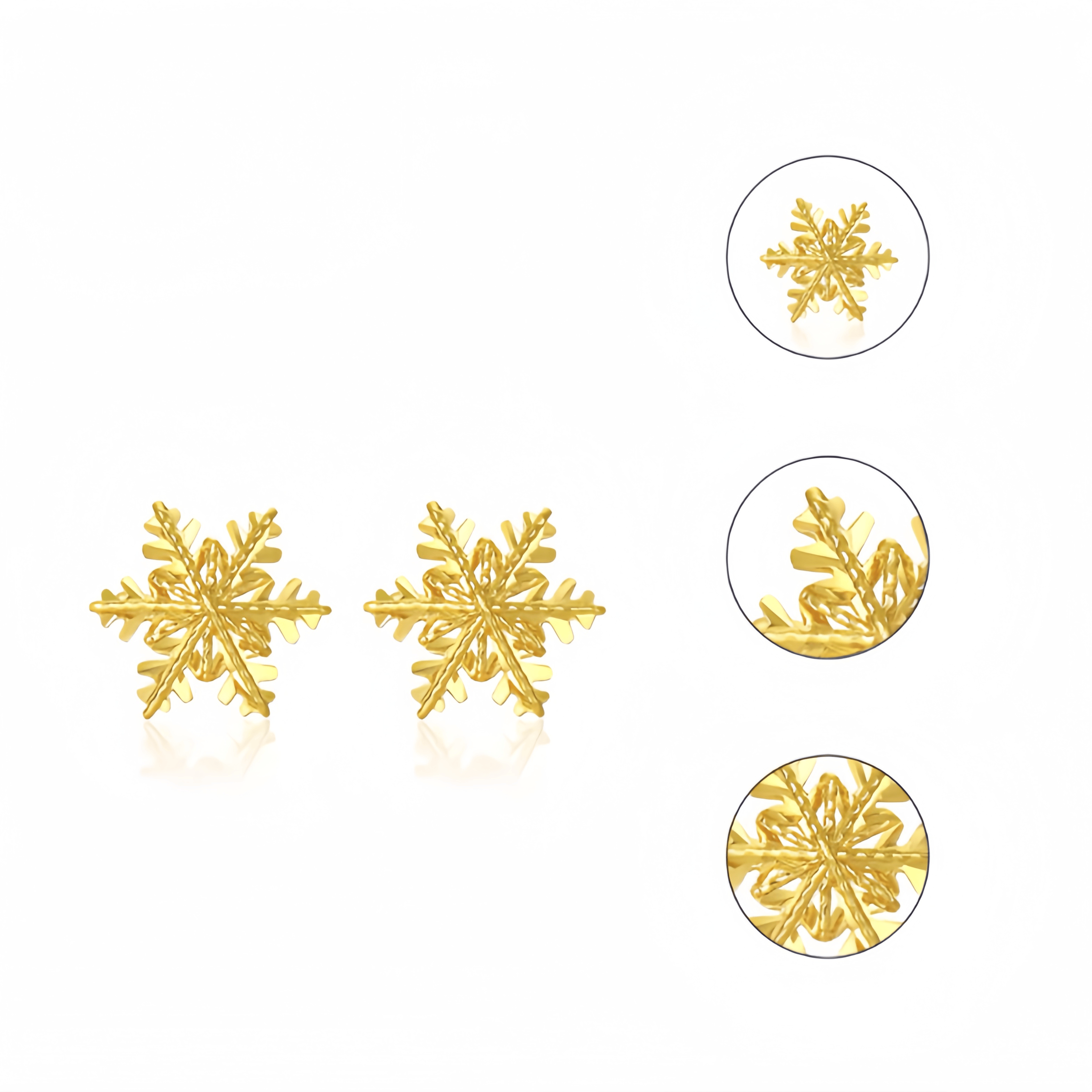 14K Gold Winter Radiance Snowflake Earrings