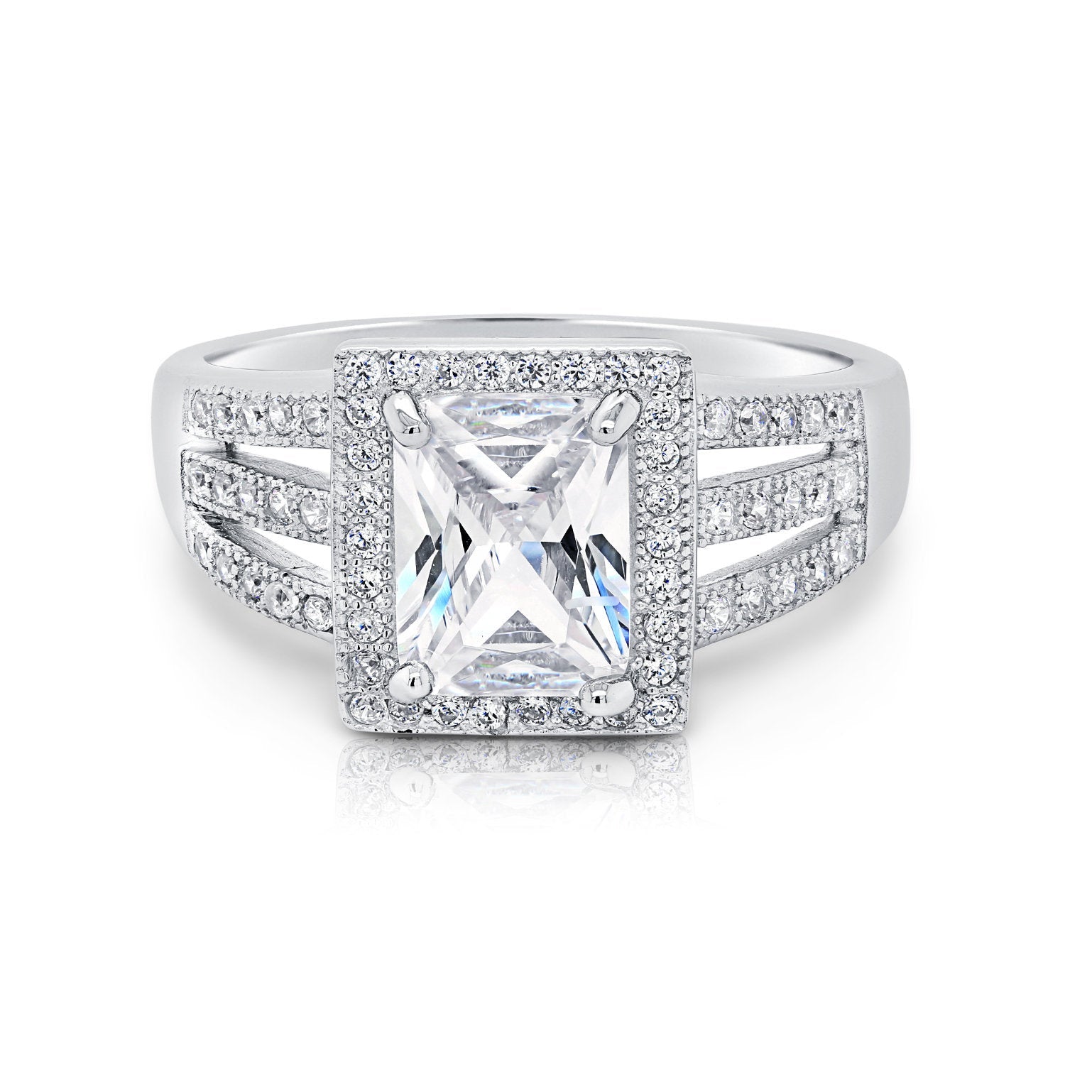 CZ Princess Baguette Ring in Sterling Silver