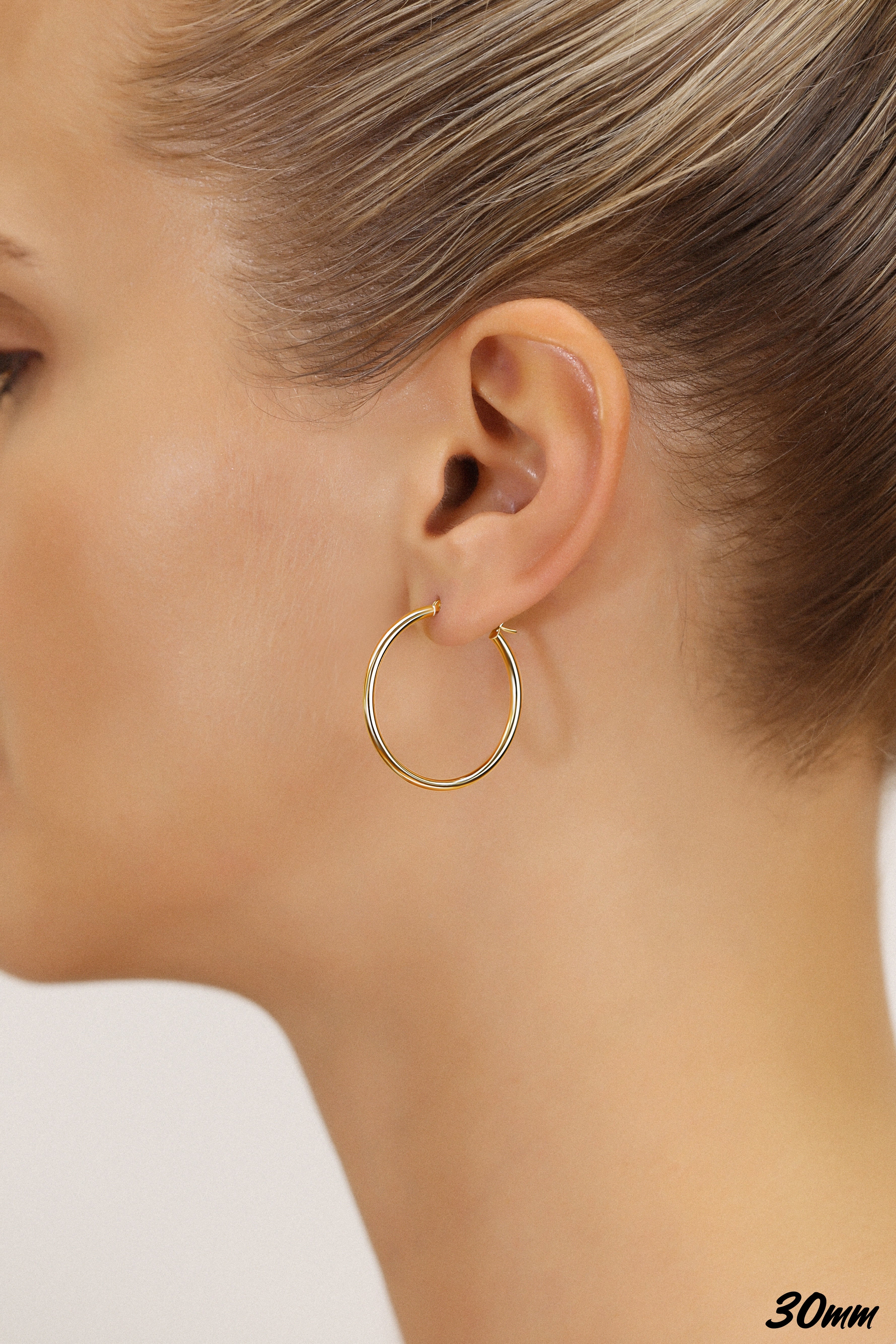 10K Yellow Gold Classic Round Hoop Earrings. 2mm Thin. All Sizes Available