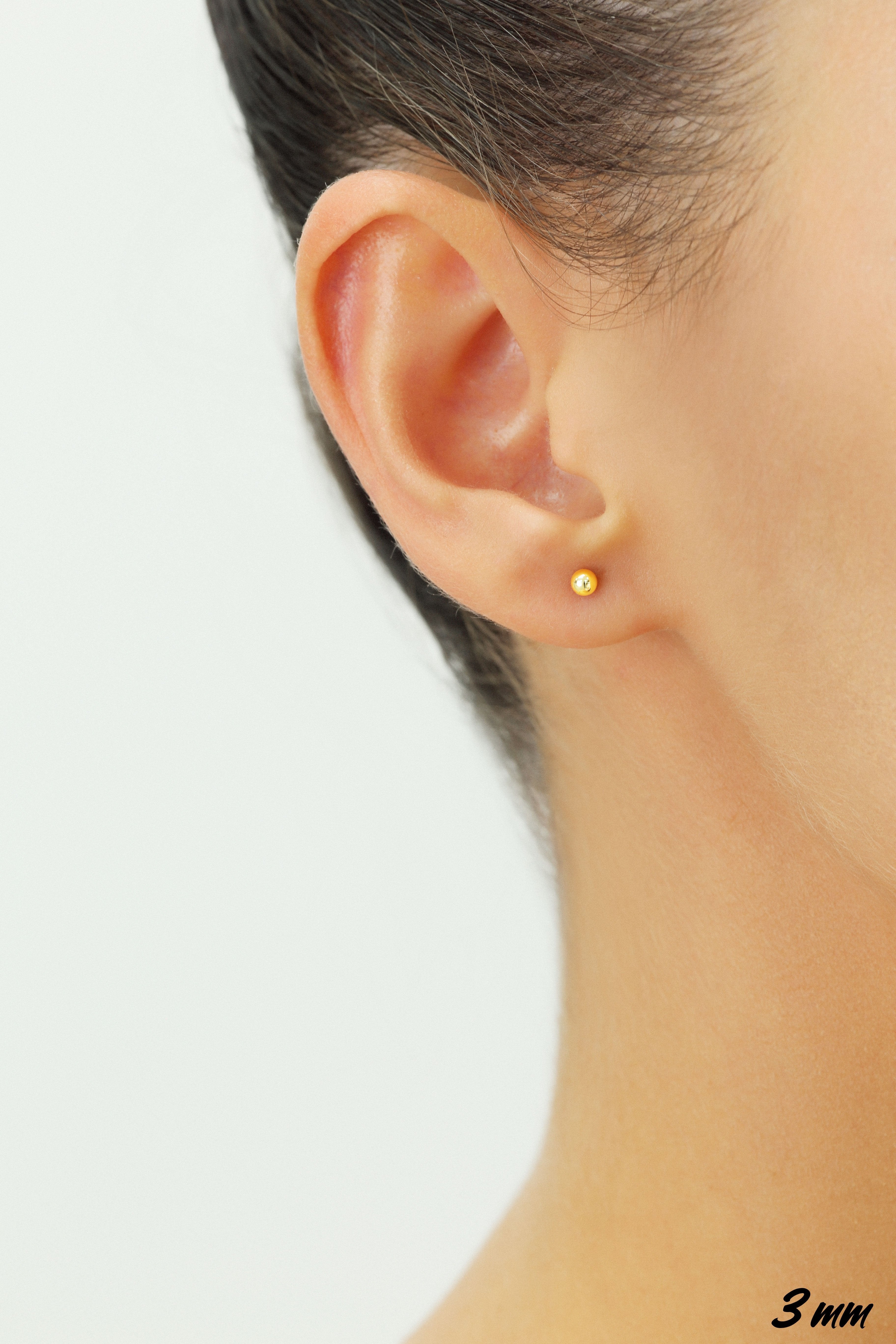 14k Yellow Gold Classic Ball Stud. Single Earring. Pushback (Unisex)