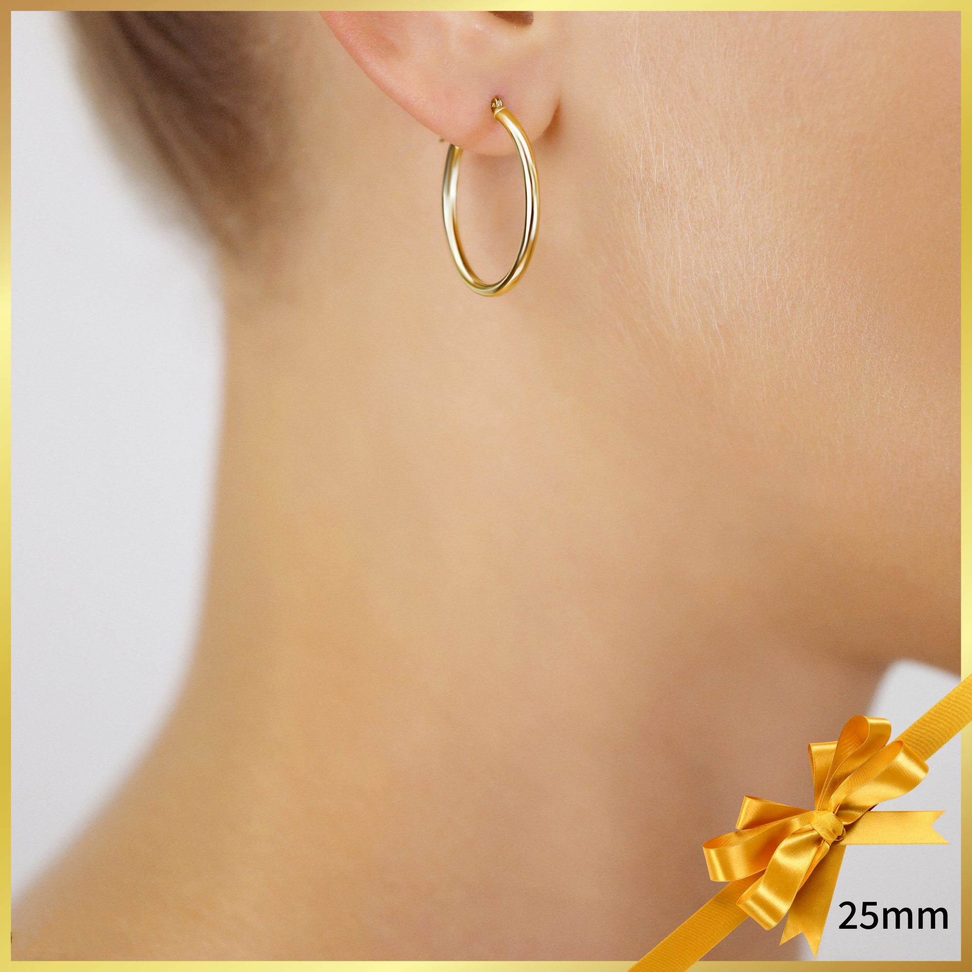 14k Yellow Gold Classic Hoop Earrings. 2mm