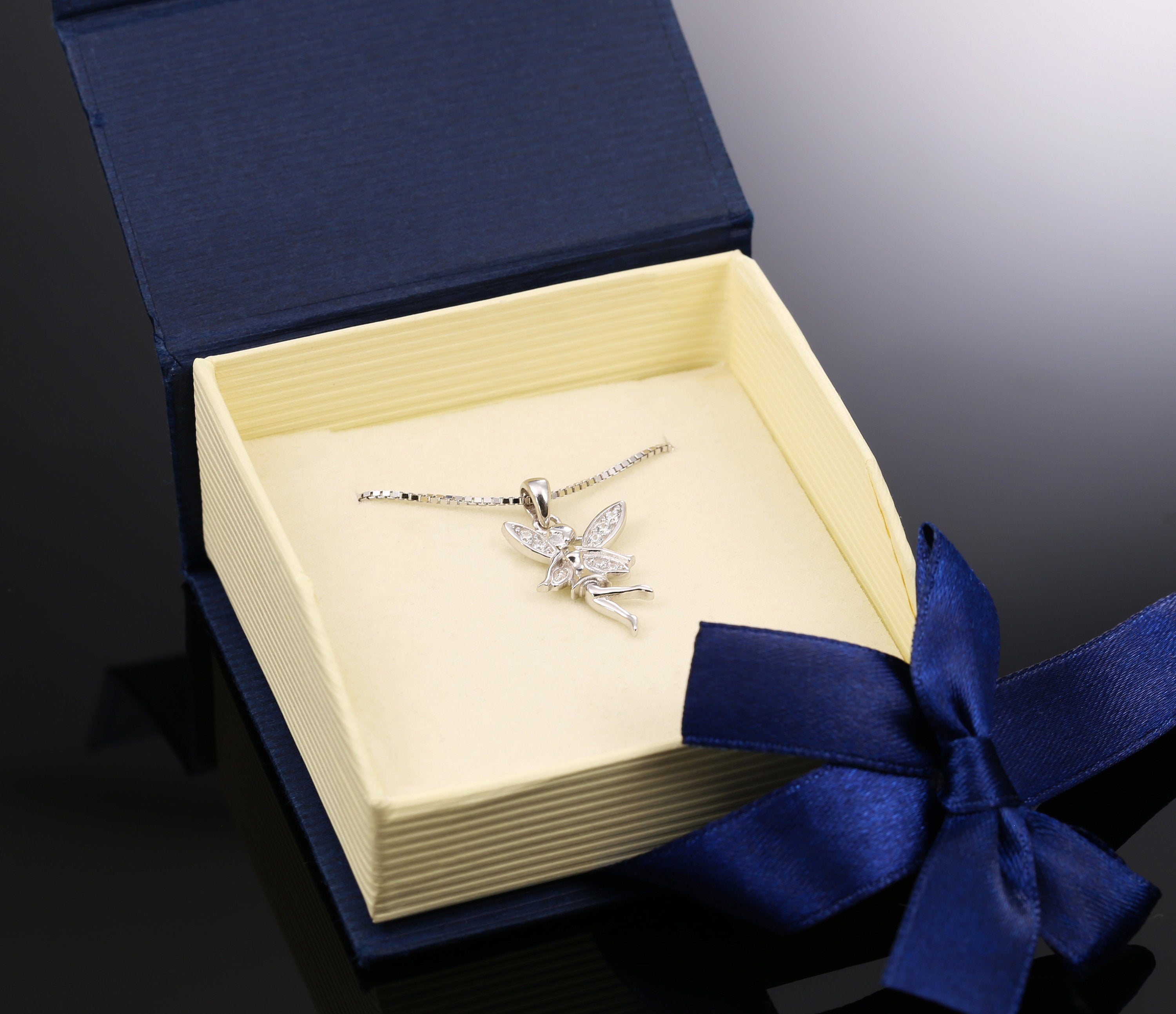 CZ Fairy Charm Necklace in Sterling Silver