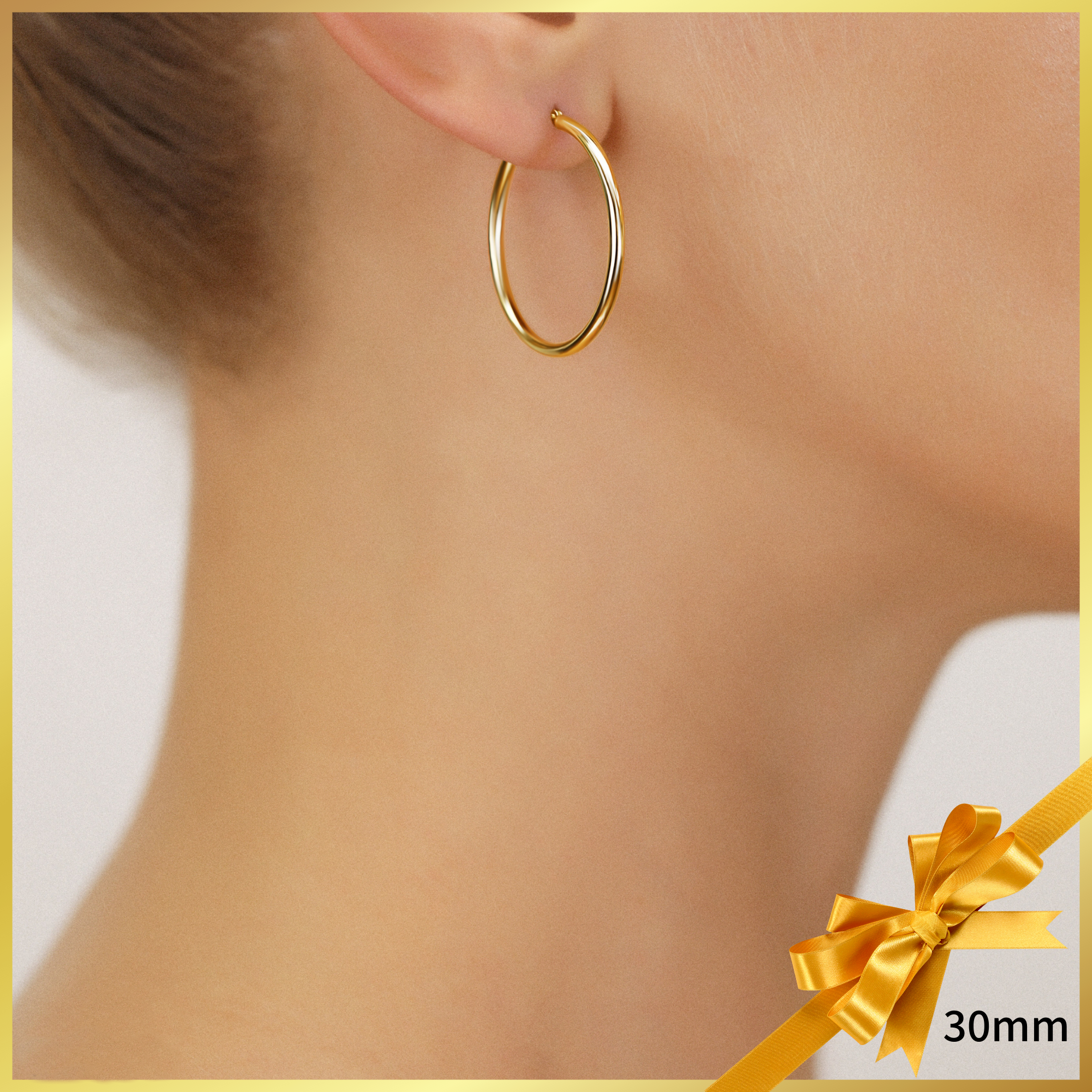 14k Yellow Gold Classic Hoop Earrings. 2mm