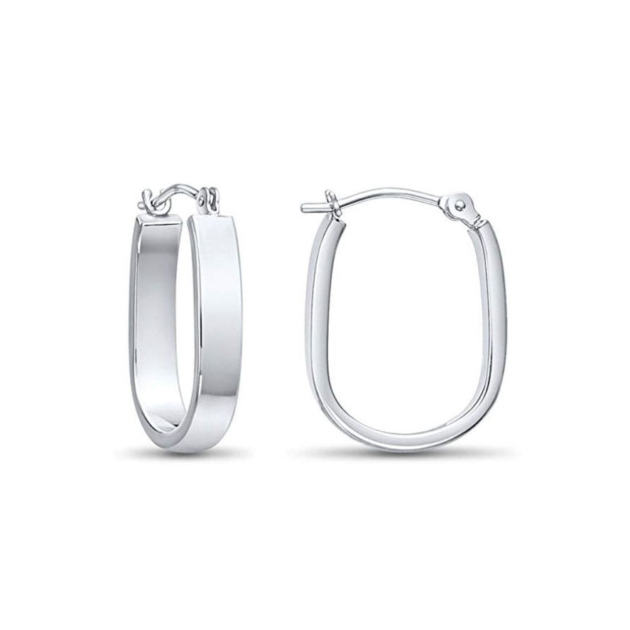 14k Gold U-Shape Oval Hoop Earrings