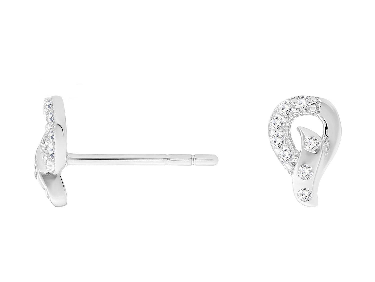 CZ Small Tear Drop Stud Earrings in Sterling Silver