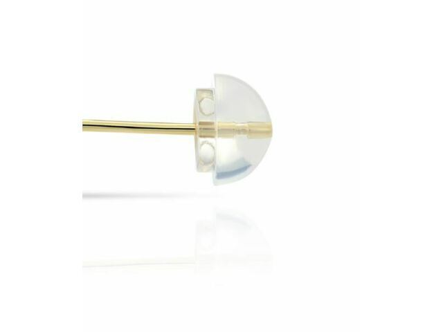 14K Yellow Gold Ball Stud Earrings. Silicone Covered Gold Push Backings (Unisex)