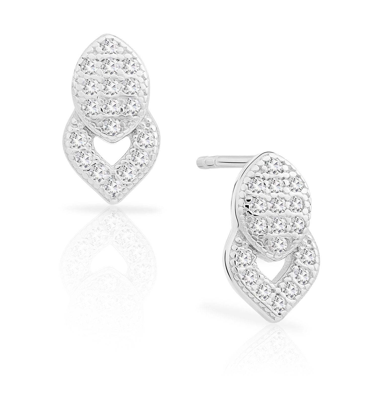 CZ Double Teardrop Stud Earrings in Sterling Silver