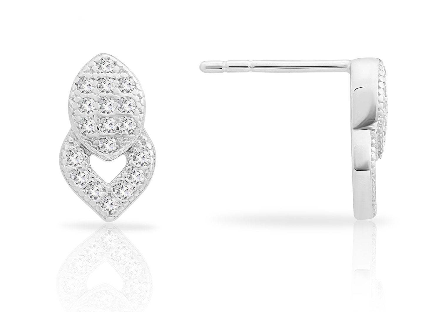 CZ Double Teardrop Stud Earrings in Sterling Silver