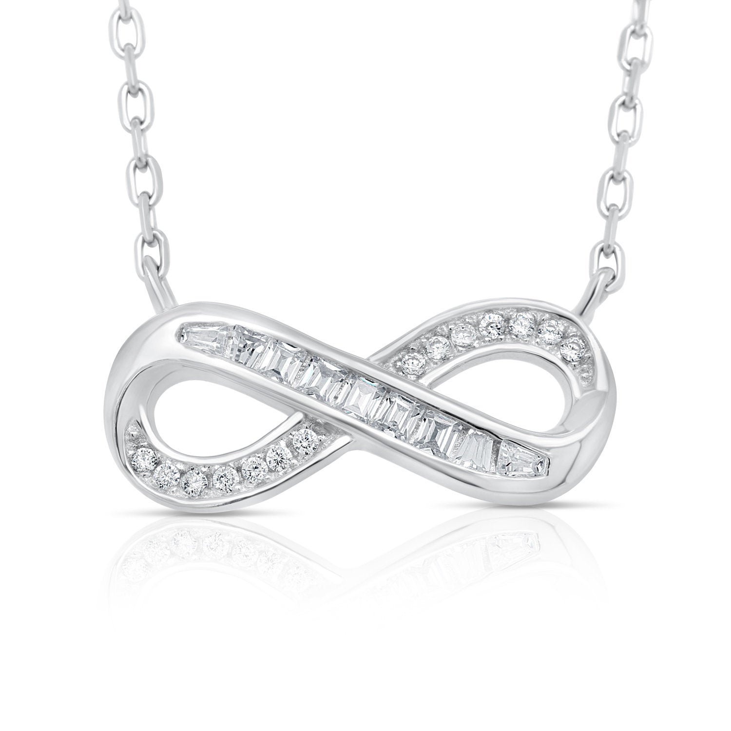 CZ Infinity Necklace with Cubic Zirconia in Sterling Silver