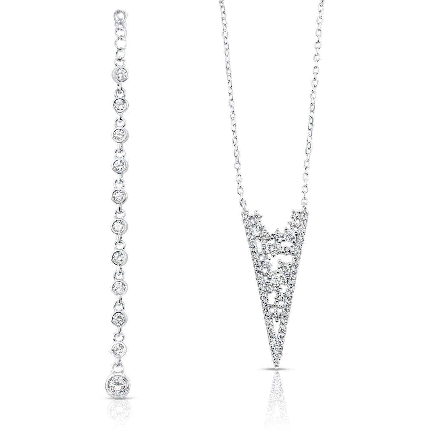 CZ Triangle Necklace in Sterling Silver