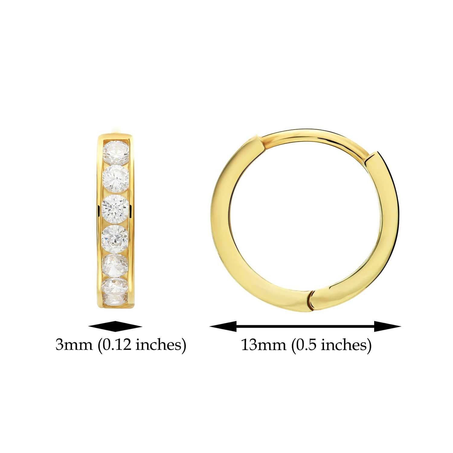 CZ Small Huggie Hoop Earrings. Gold Plated in