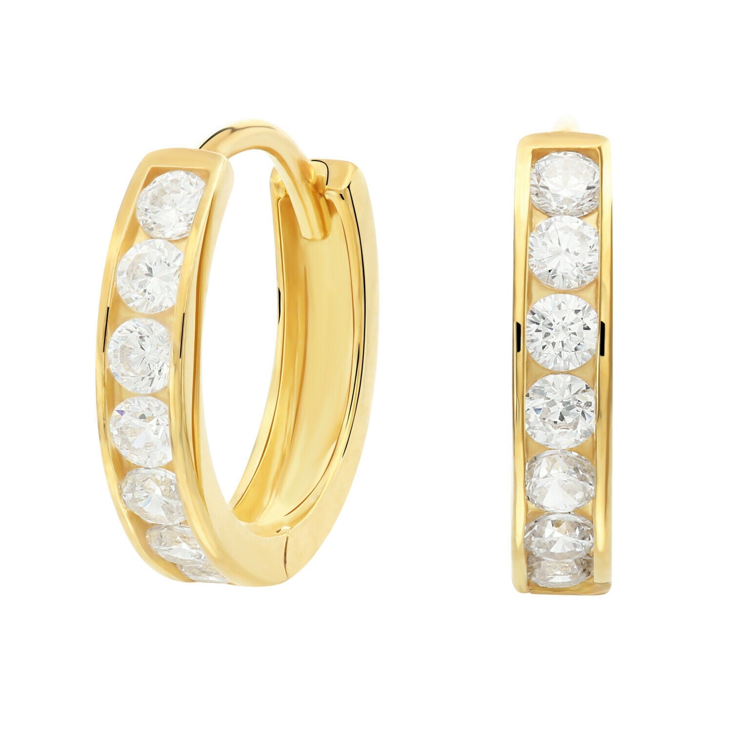 CZ Small Huggie Hoop Earrings. Gold Plated in