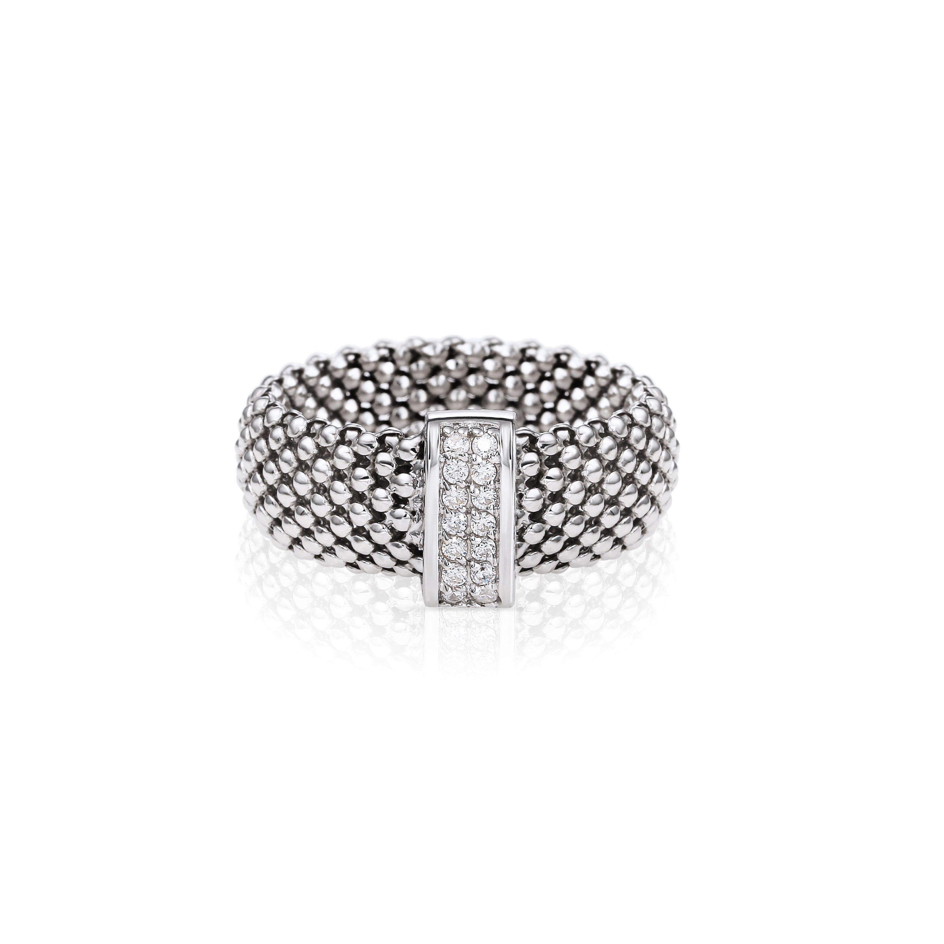 CZ Italian Station Ring in Sterling Silver