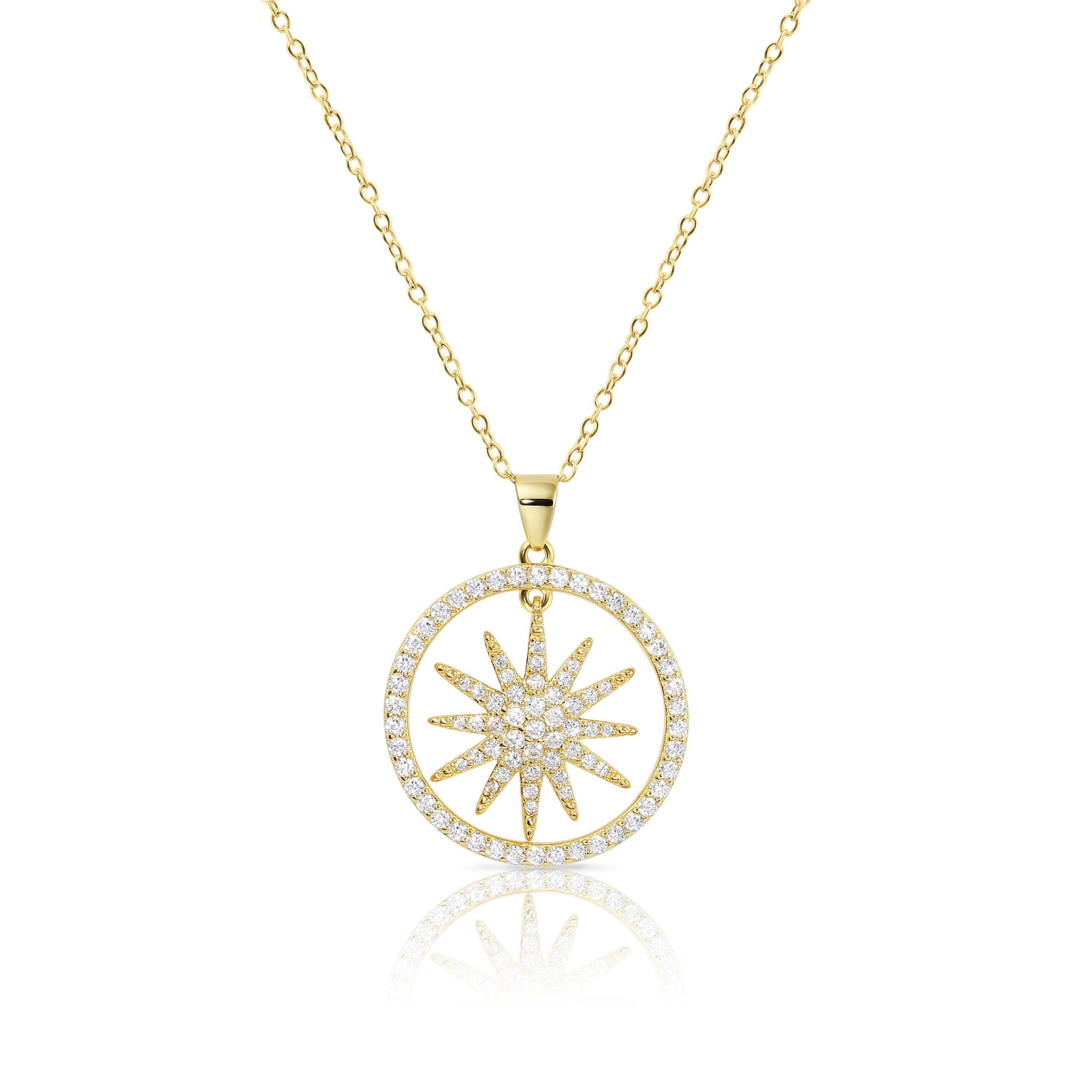 CZ Shining Star Charm Necklace in Sterling Silver