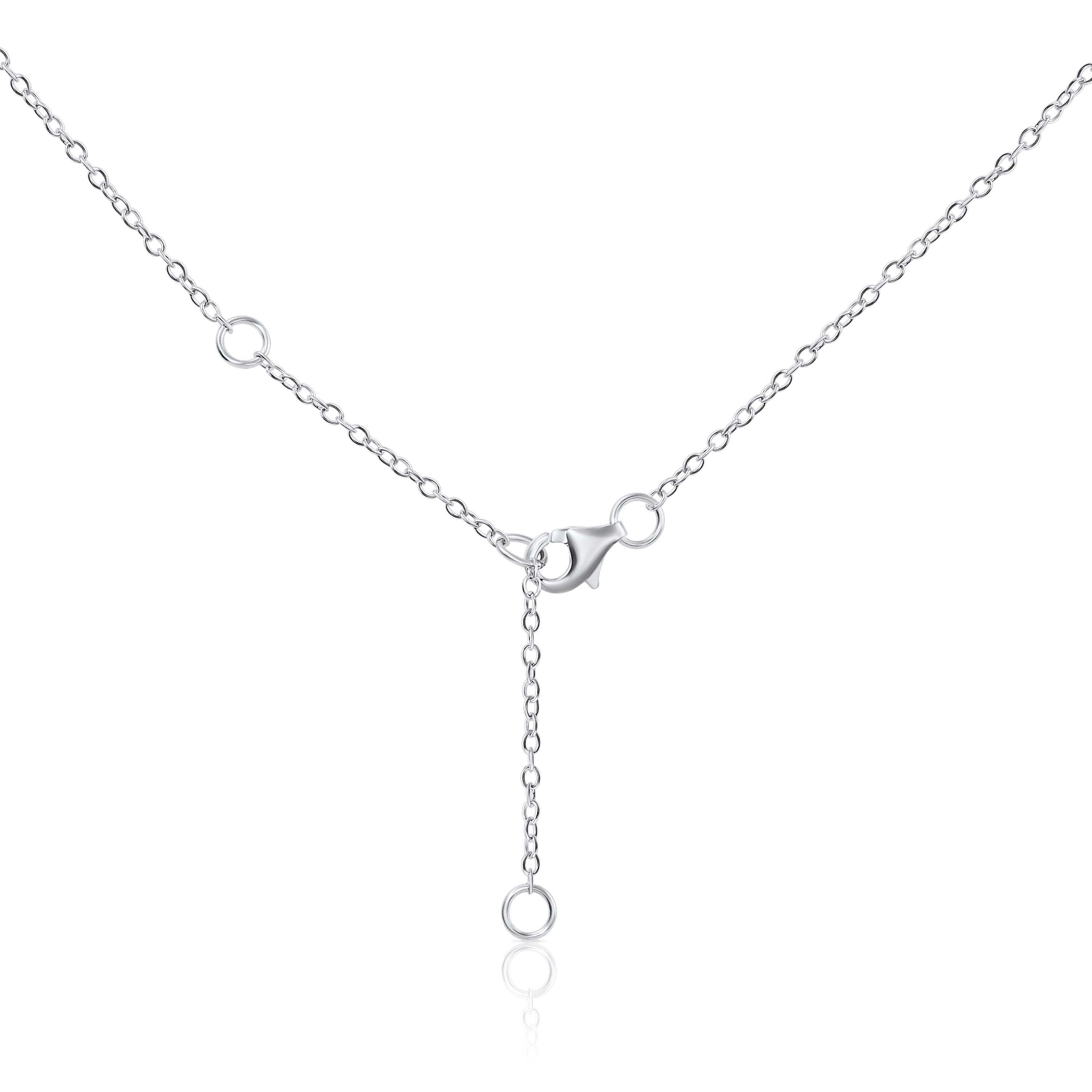 CZ Round Charm Necklace. Adjustable in Sterling Silver