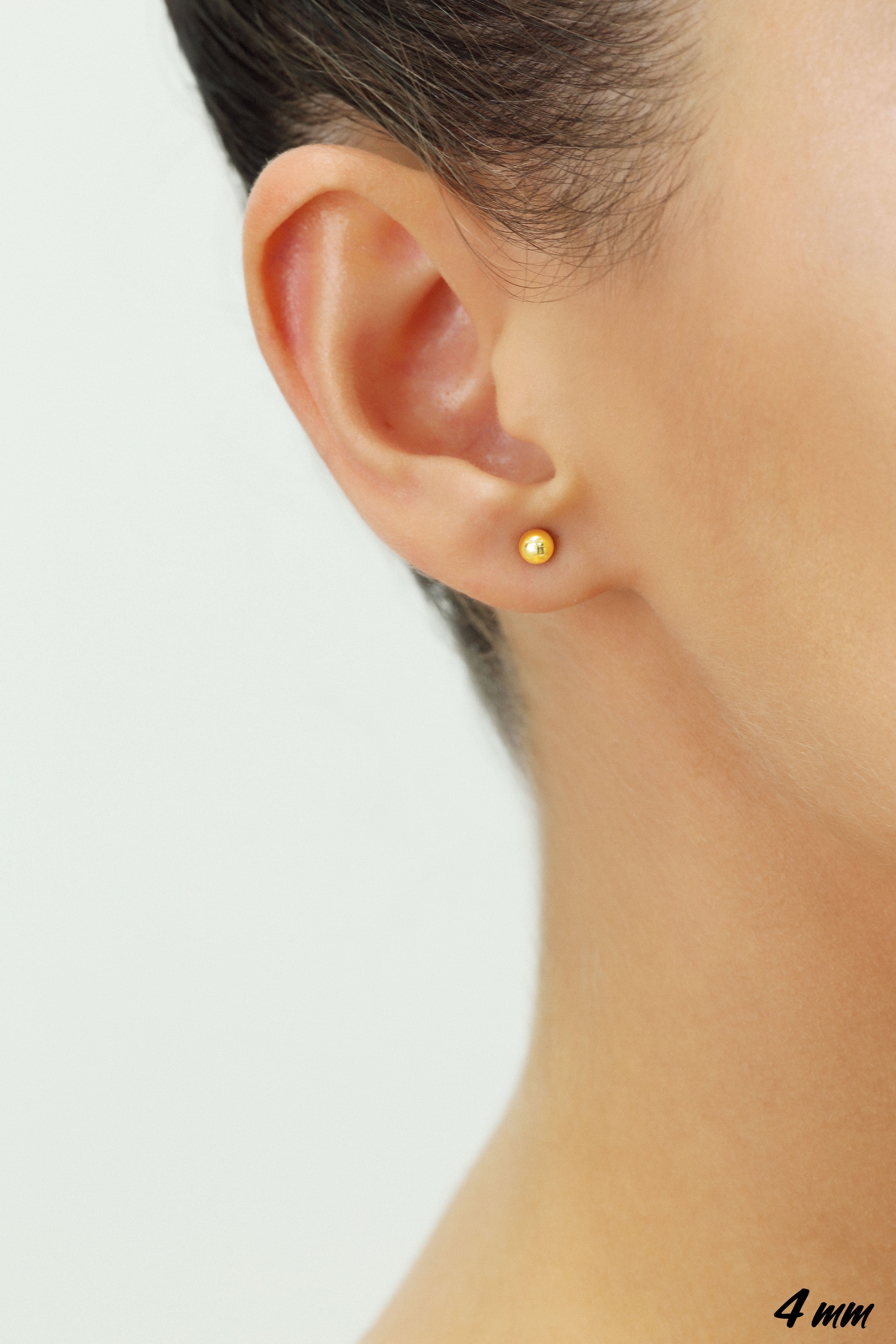 14k Yellow Gold Classic Ball Stud. Single Earring. Pushback (Unisex)