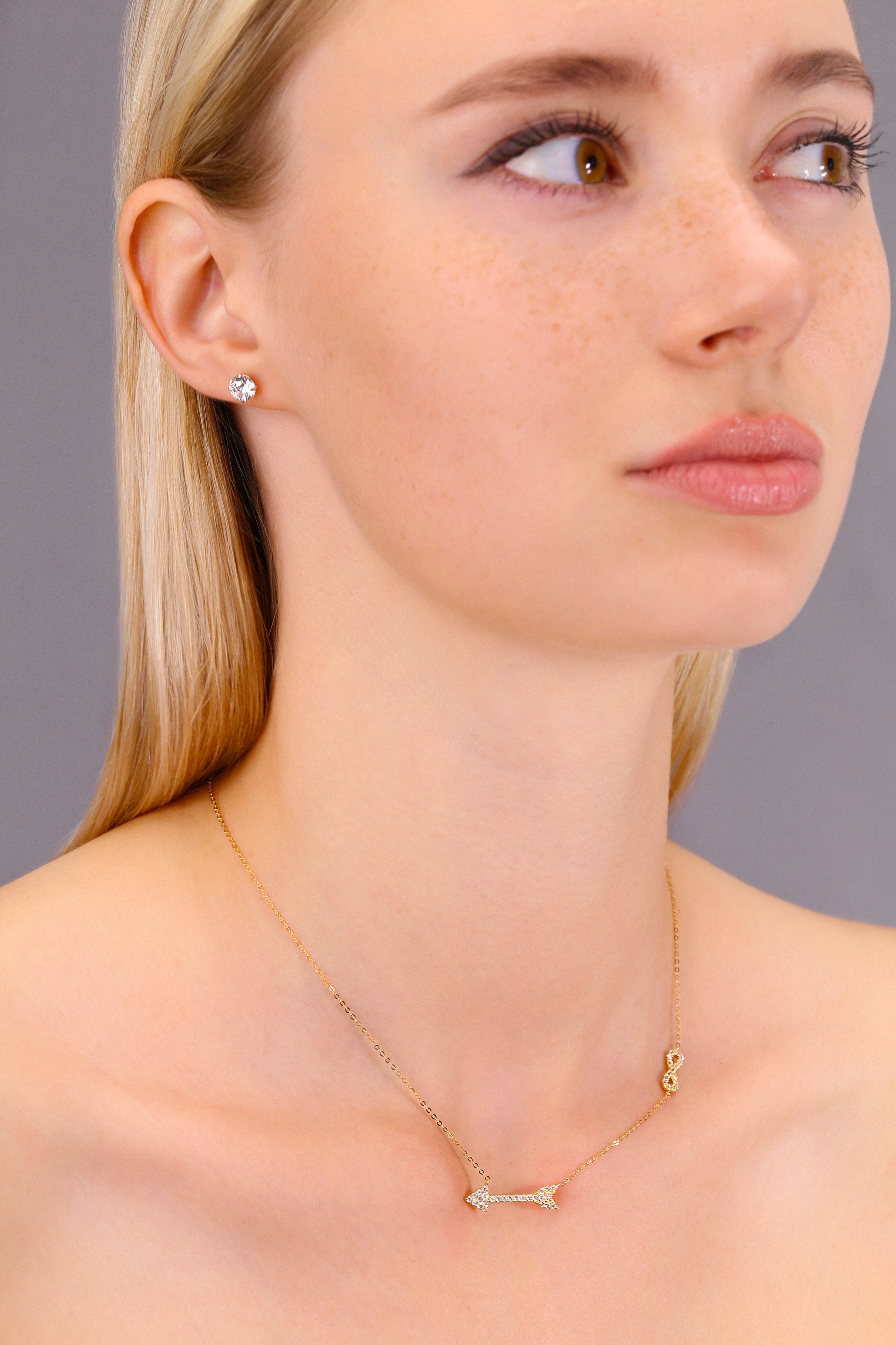 14k Yellow Gold Arrow and Infinity Necklace