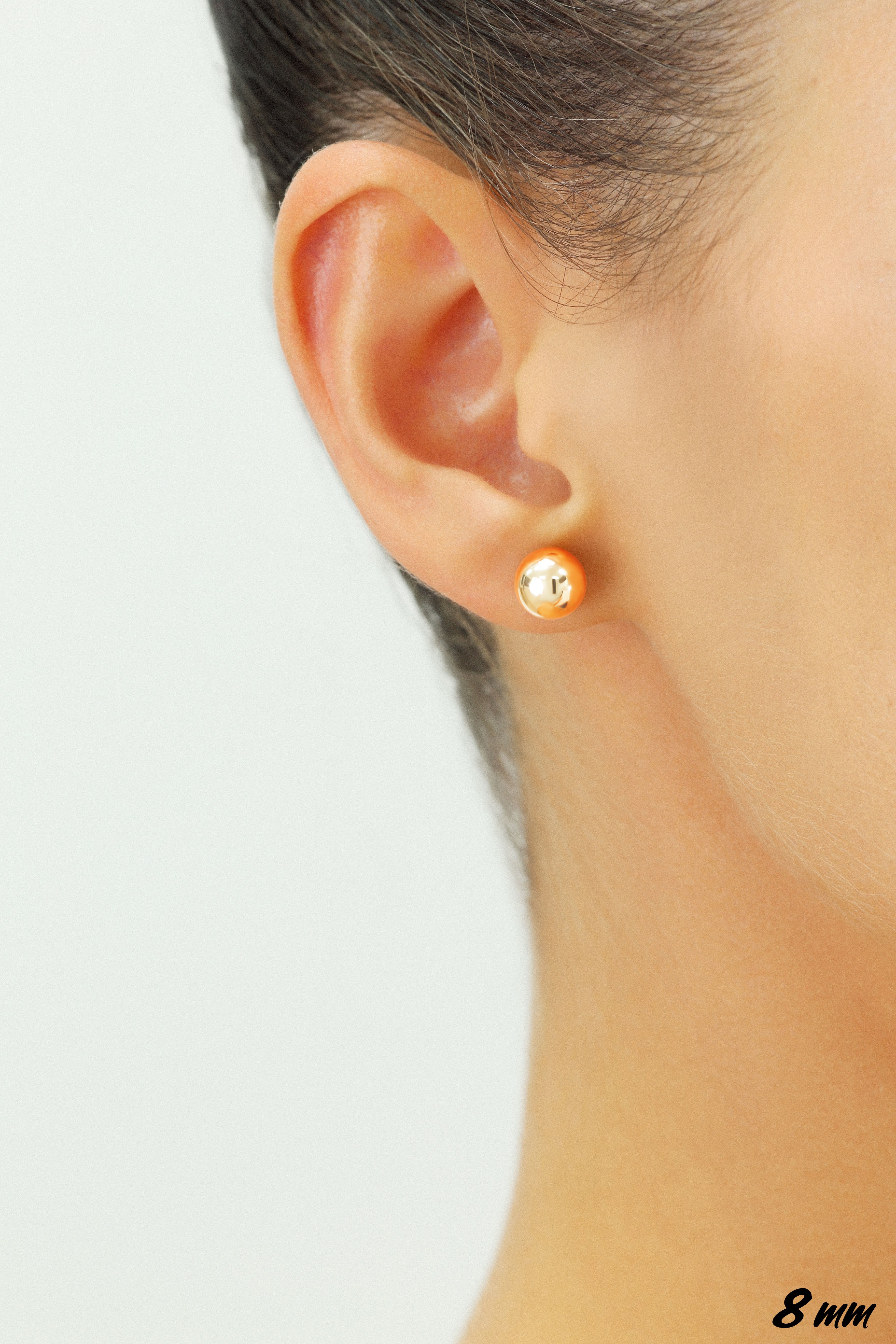 14k Rose Gold Ball Stud Earrings with Butterfly Pushbacks