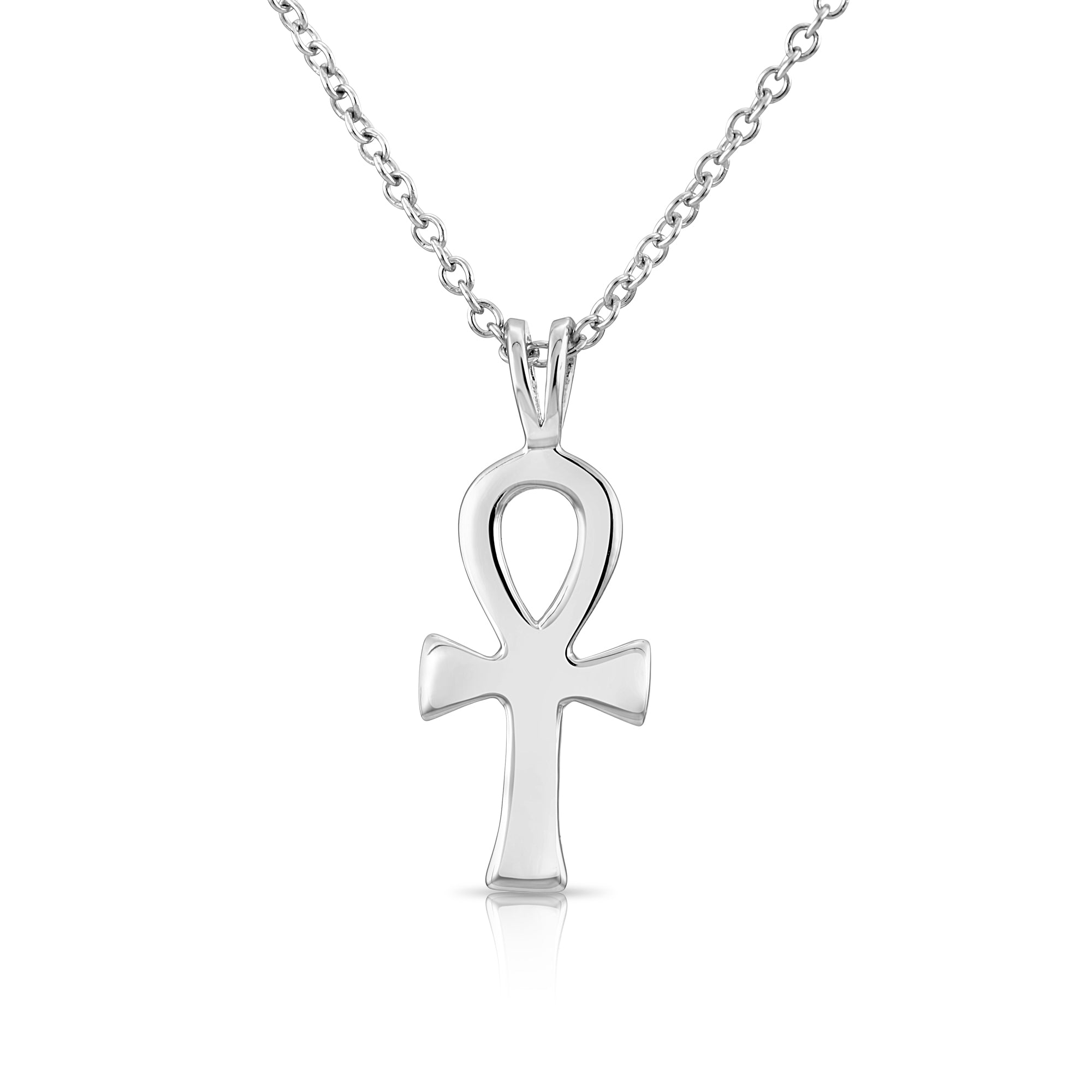 Ankh Cross Charm Necklace. Egyptian Key of Life in Sterling Silver