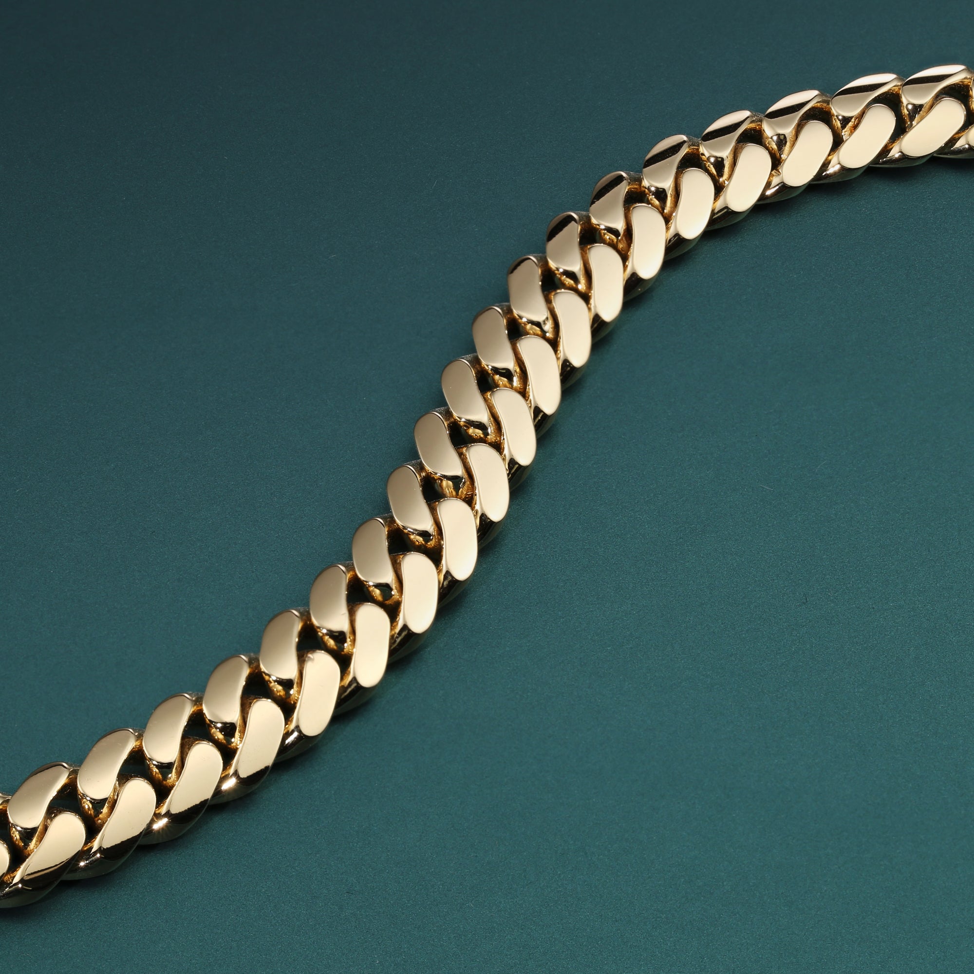 Solid 14K Yellow Gold Diamond Lock Bracelet