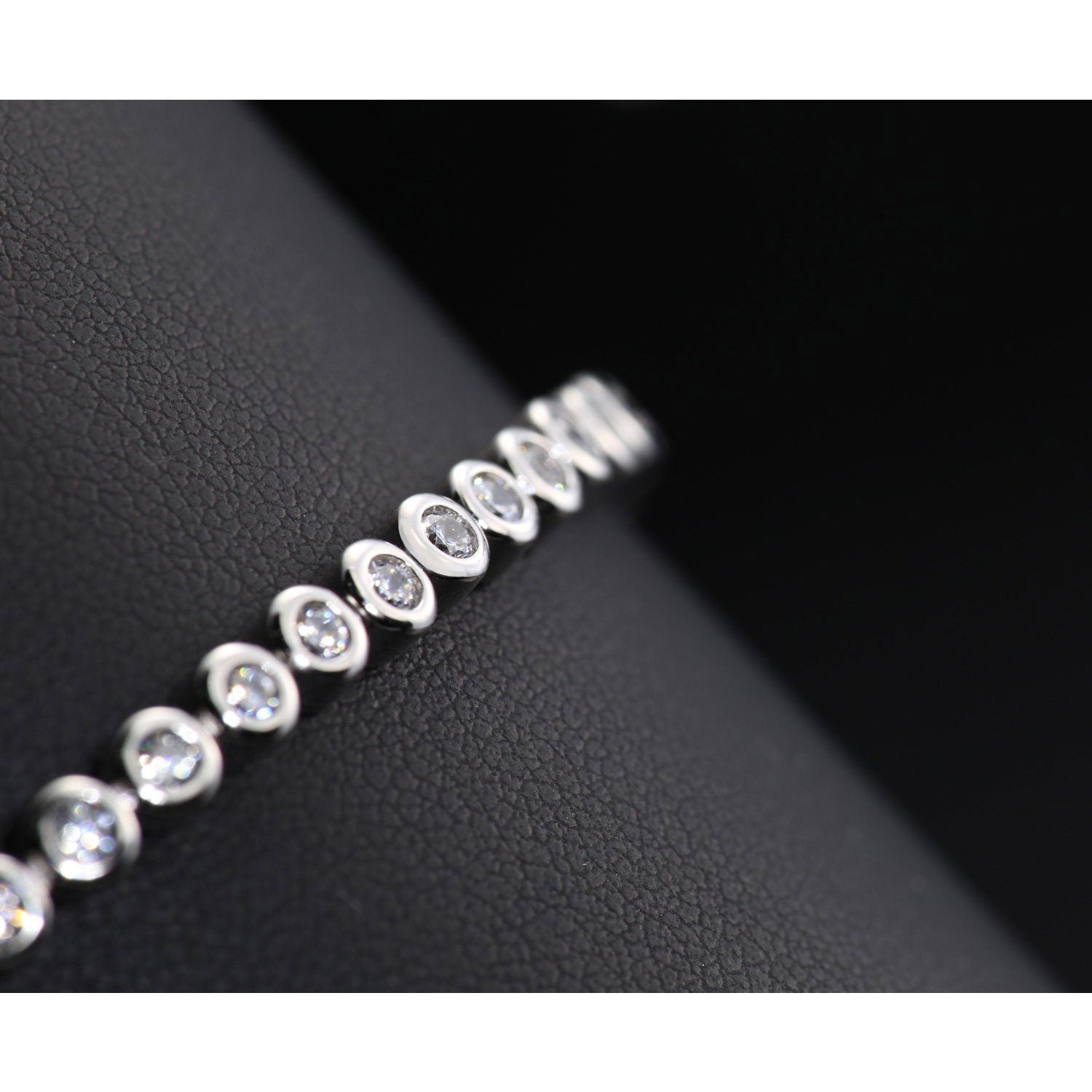 CZ Elegant Tennis Bracelet. Adjustable in Sterling Silver