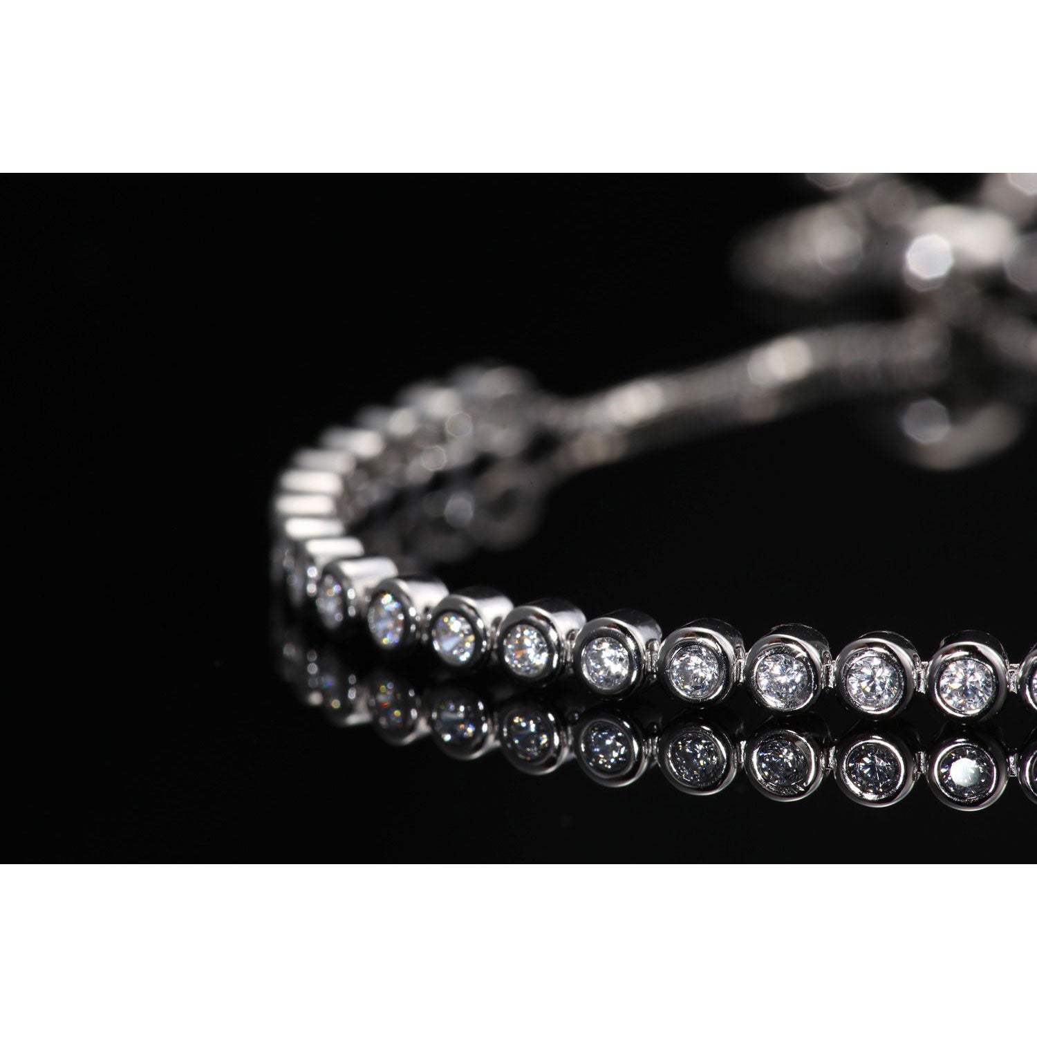 CZ Elegant Tennis Bracelet. Adjustable in Sterling Silver