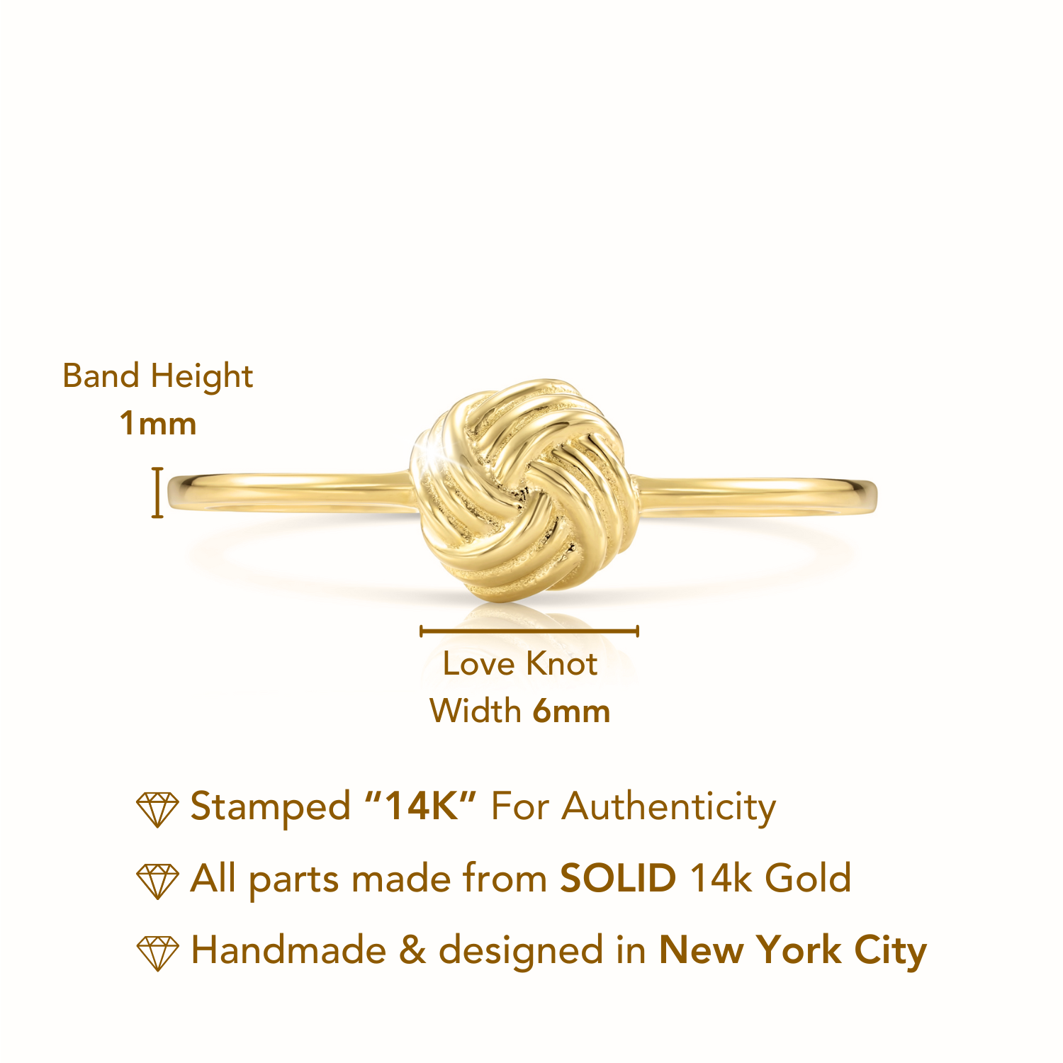 Solid 14k Gold Love Knot Ring. 14k Yellow Gold Stackable Ring. Wedding & Bridal Gift For Her