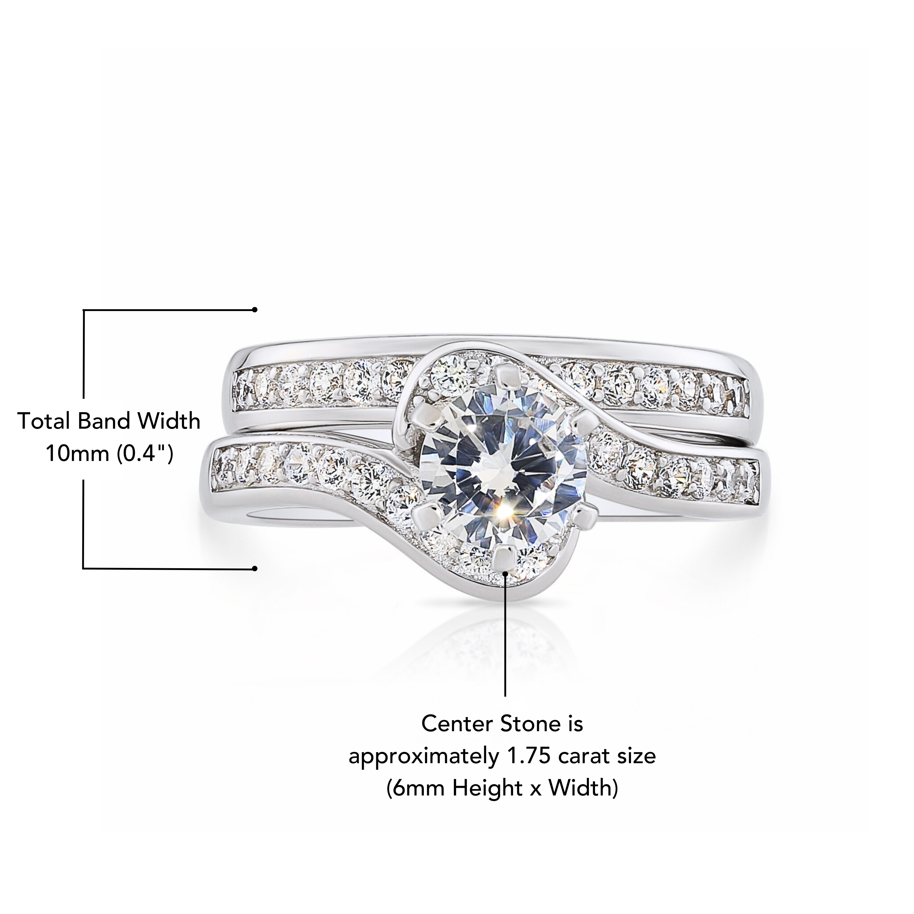 CZ Engagement Ring Set. Two Tier in Sterling Silver