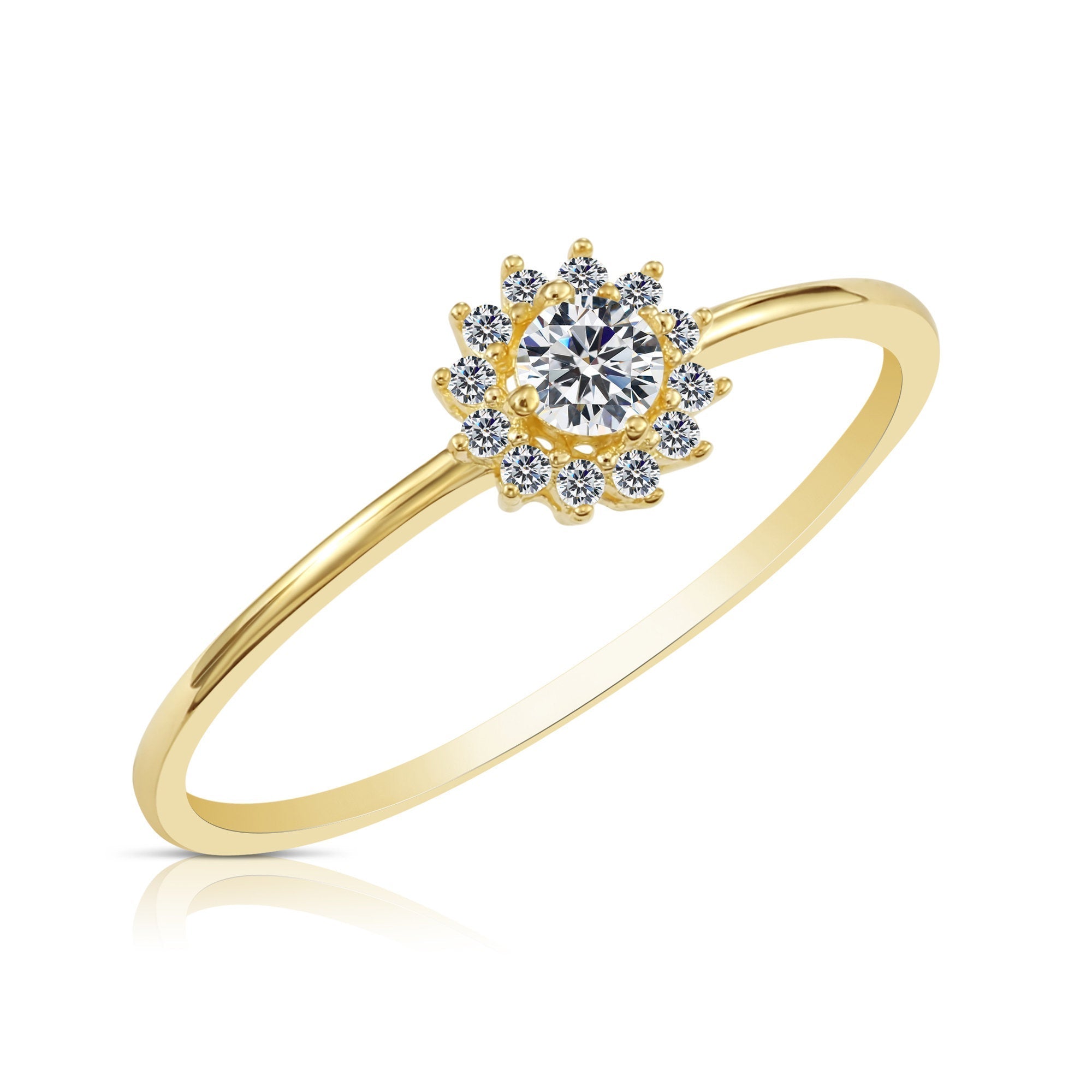 10K Yellow Gold Dainty Flower Ring