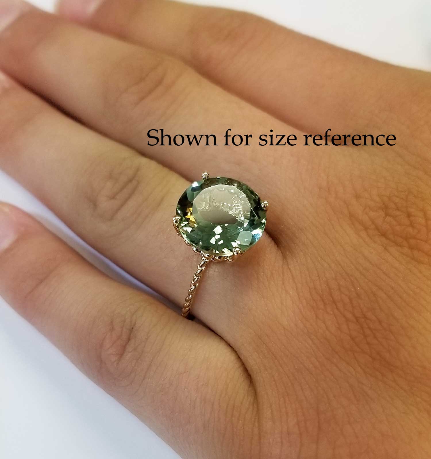 14k Yellow Gold 5 Carat Green Amethyst Gemstone Ring. Ms. Luscious