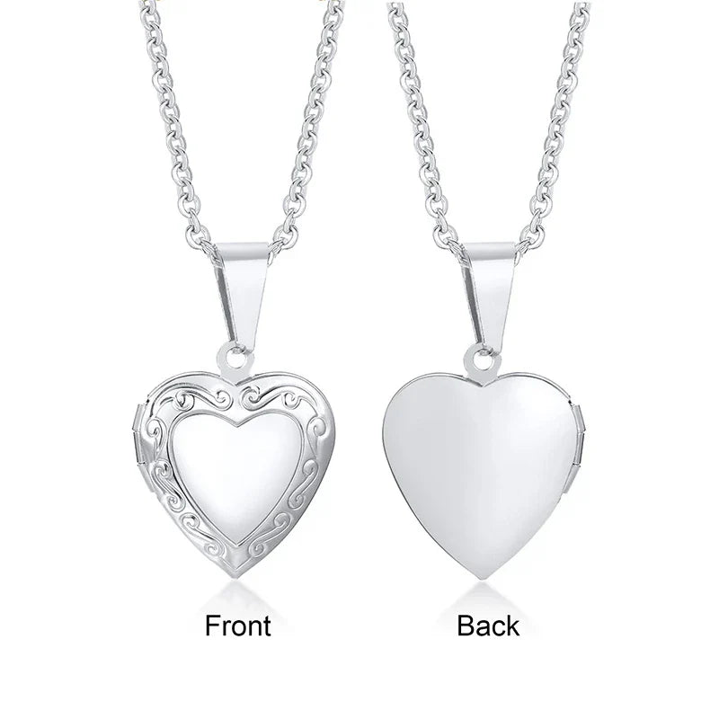 Heart Locket Pendants for Women Men Openable Photo Frame Stainless Steel Jewellery