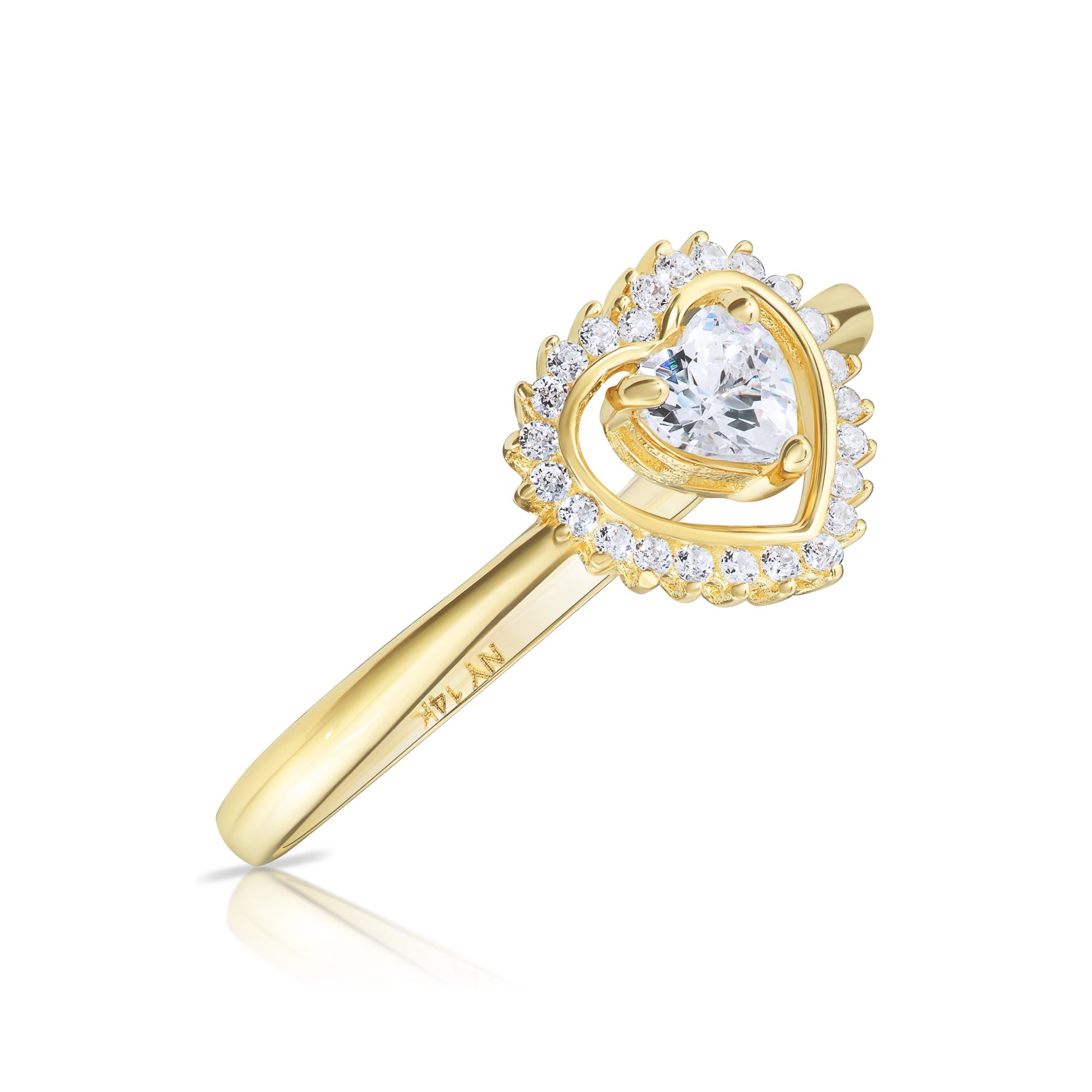 14k Yellow Gold Solitaire Heart Ring