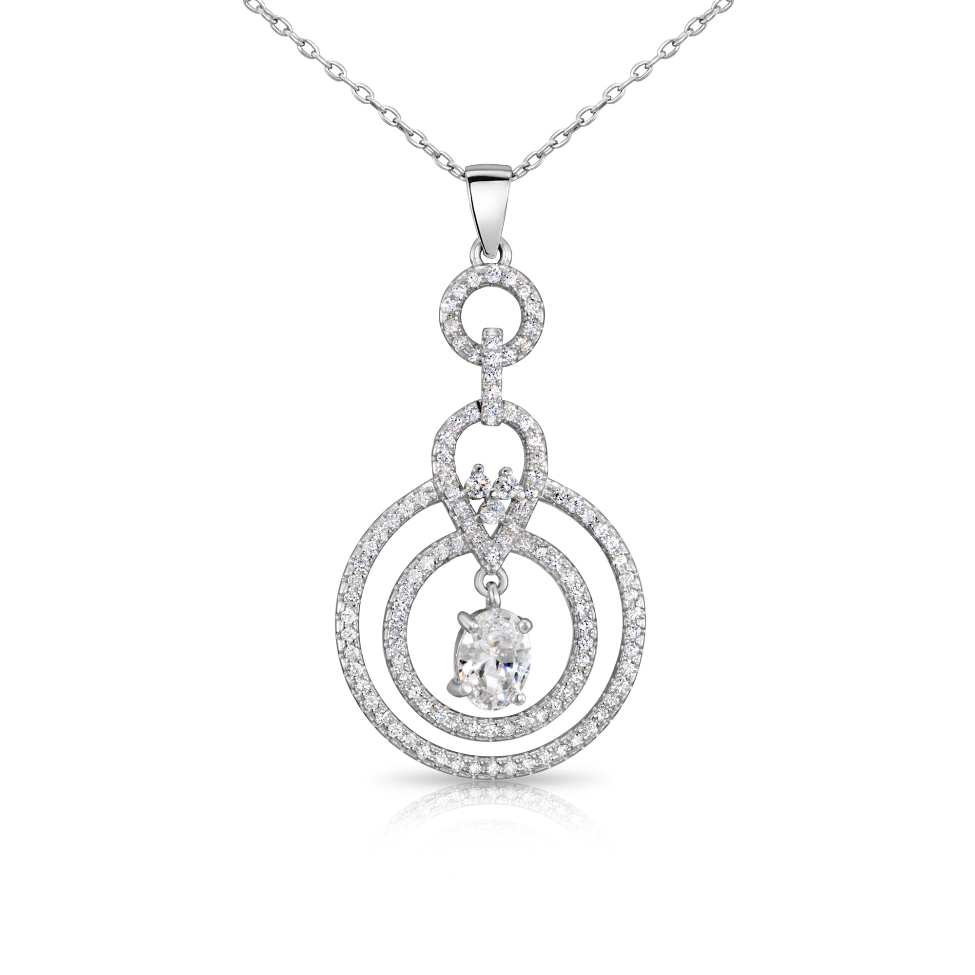 CZ Royal Teardrop Charm Necklace in