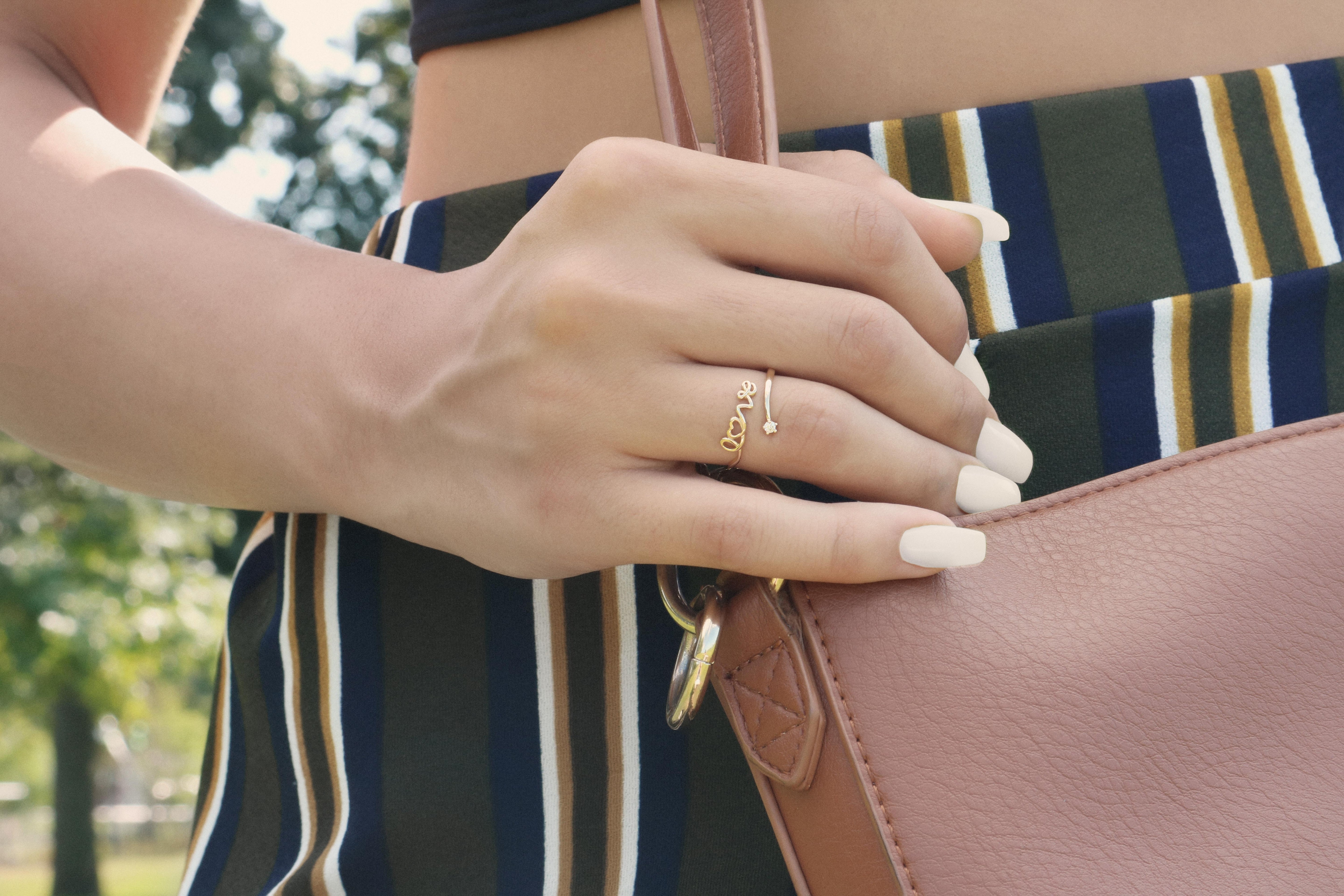 14K Yellow Gold Script LOVE Ring