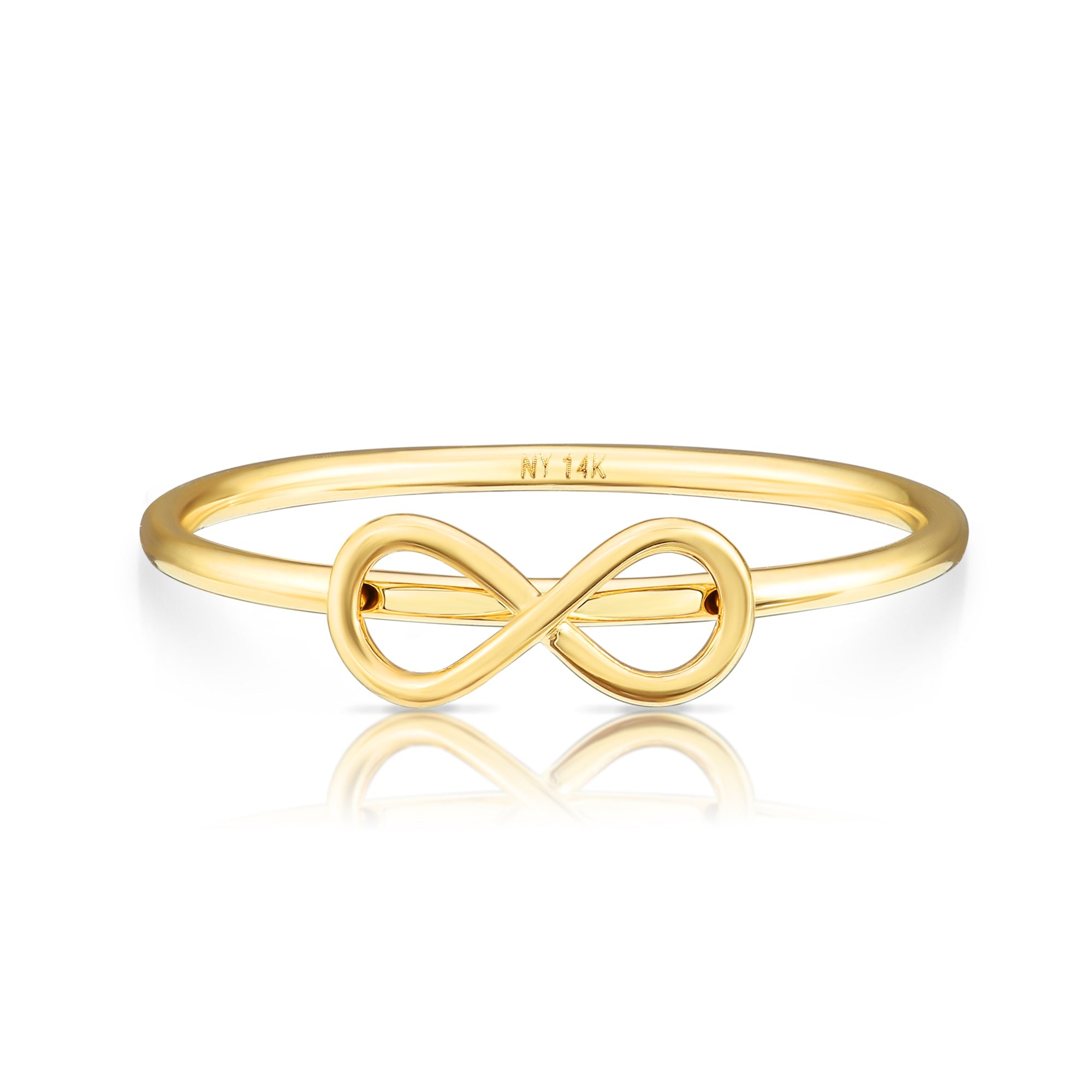 Solid 14k Gold Infinity Cross Ring. Stackable Religious Ring 2 Piece Set