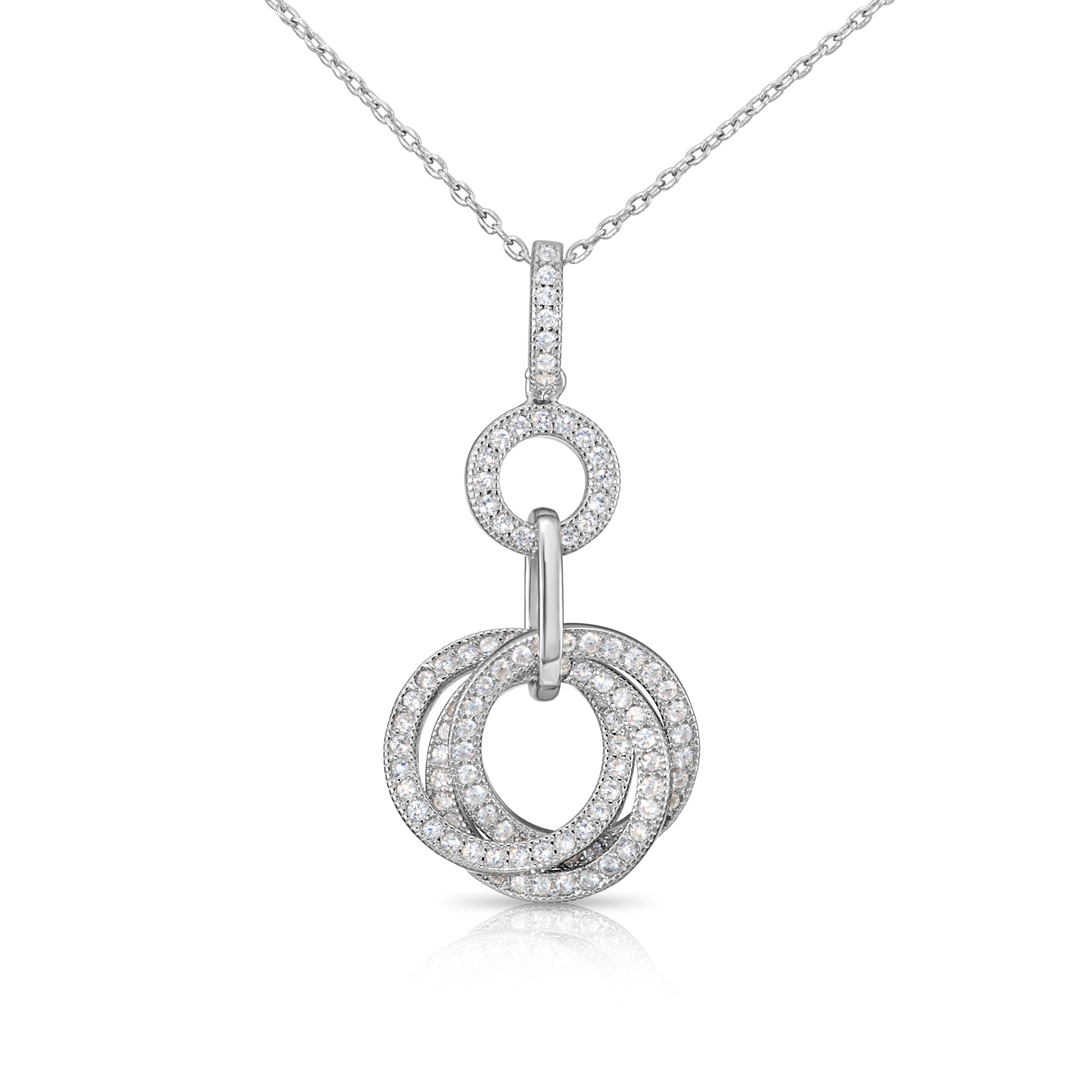 CZ Royal Triple Halo Charm Necklace in