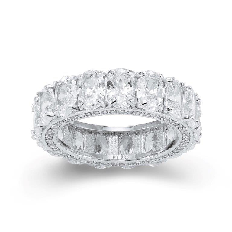 CZ Eternity Ring with Oval Stones. Gold Plated in Sterling Silver