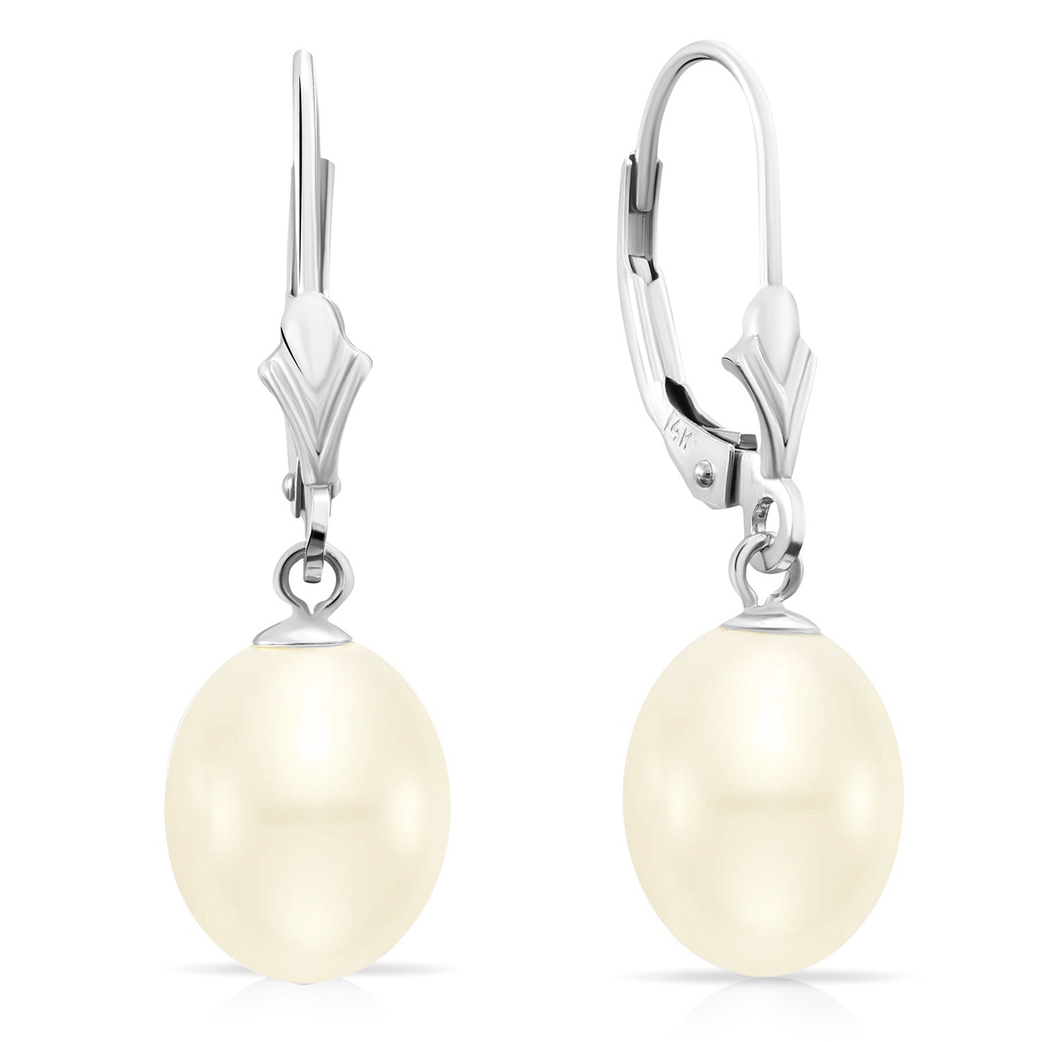 14k Gold Freshwater Pearl Dangle Earrings. #42679