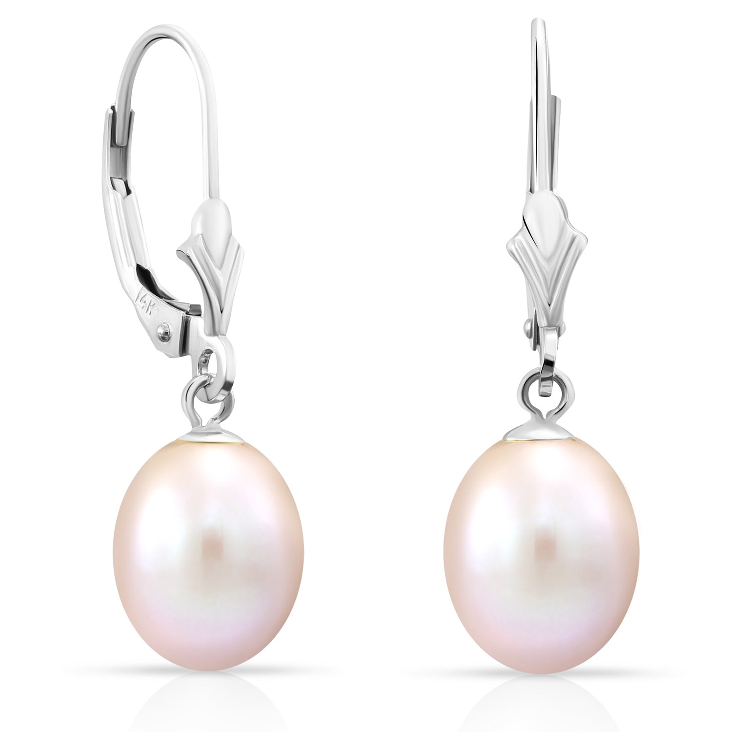 14k Gold Freshwater Pearl Dangle Earrings. #42679