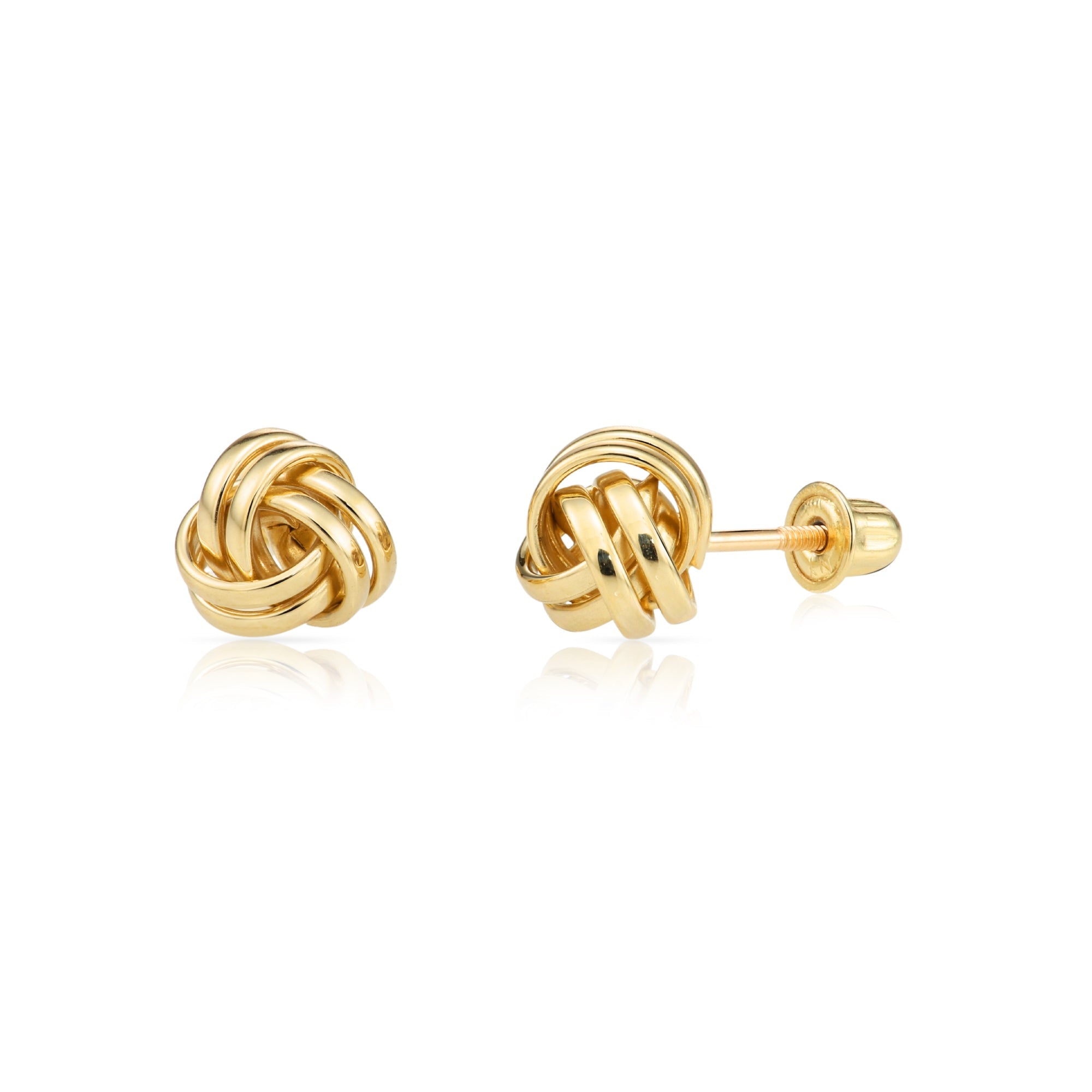 14k Gold Polished Love Knot Stud Earrings with Screwbackings. 7mm