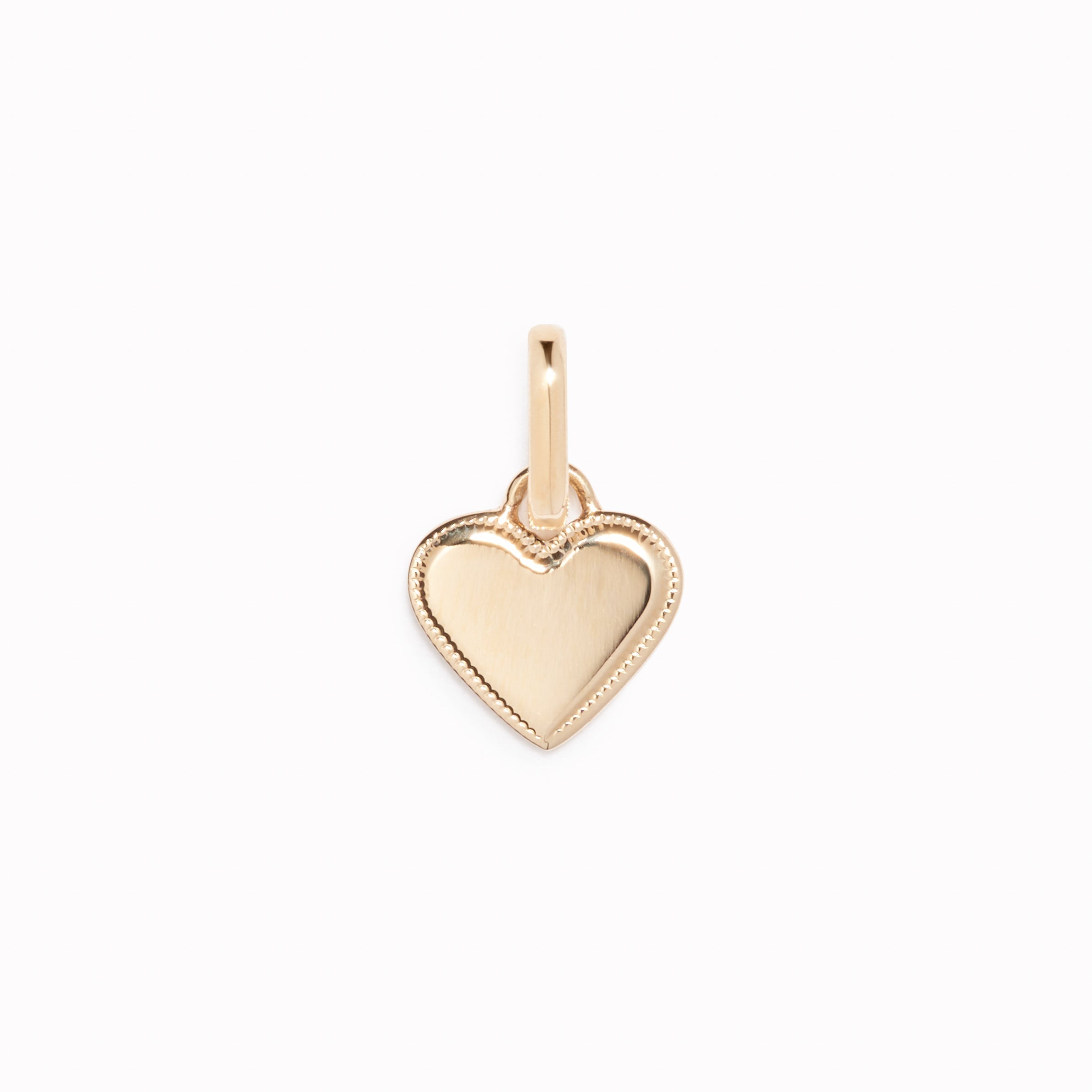 14K Gold Beaded Heart Charm Pendant
